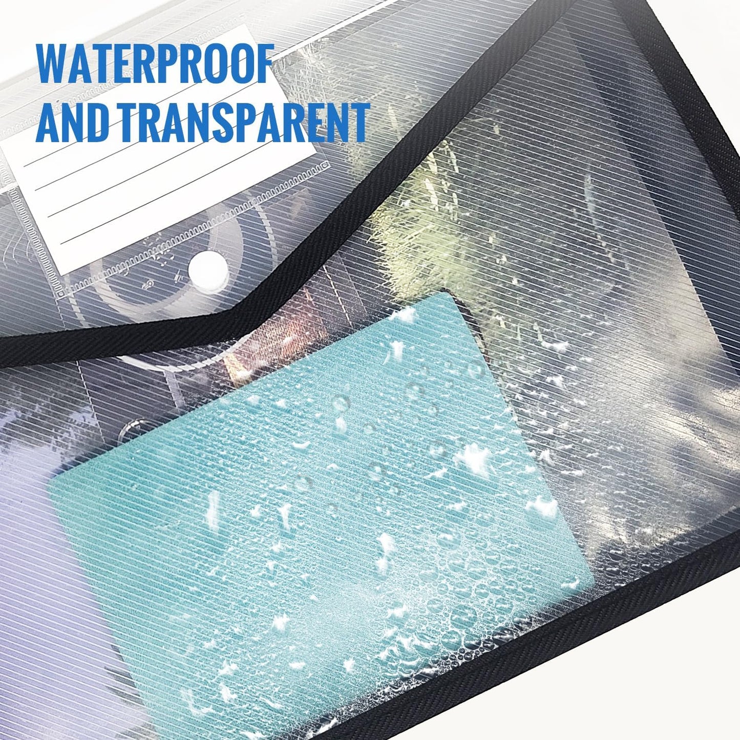 Plastic Expanding File Folder,Envelope Folders for Documents, File Folder Organizer Holder with Snap Closure,Waterproof Transparent File Folder,Large Capacity, Fit Letter/A4 Size (Black-6 Pack)