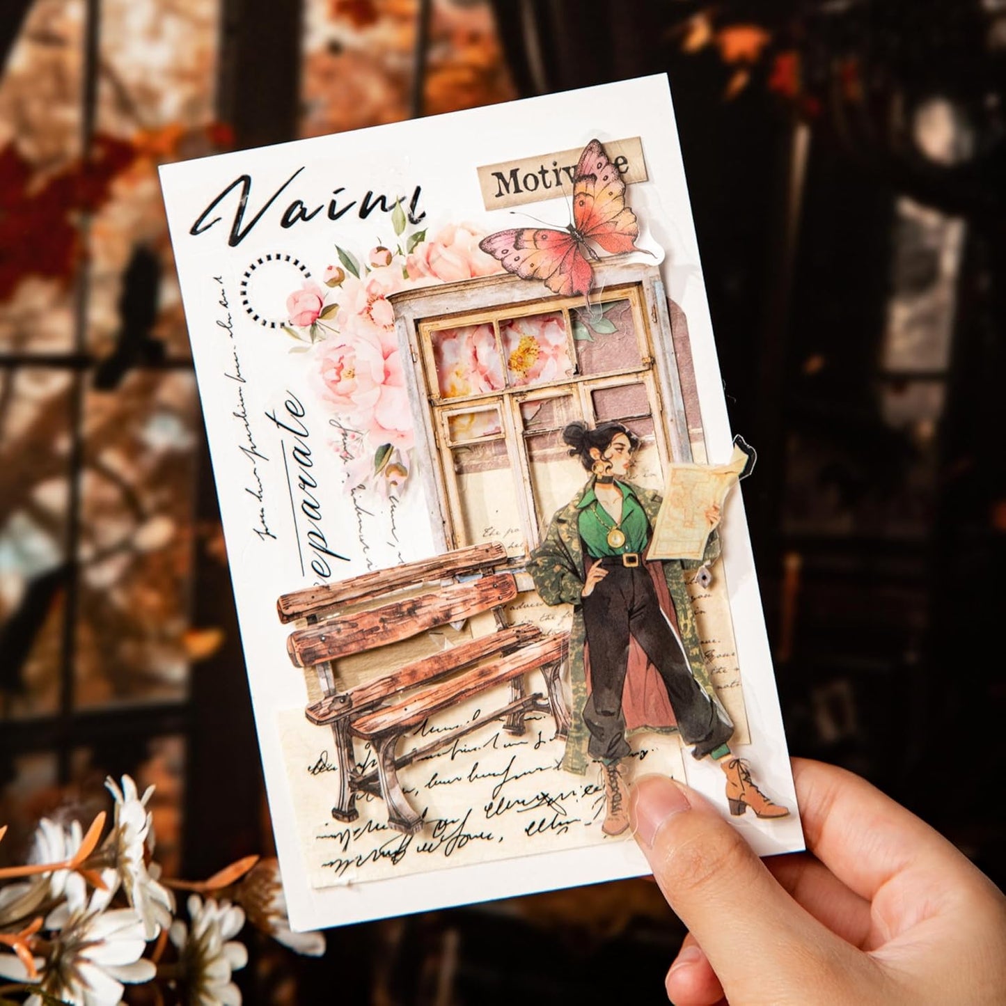 Retro Door and Window Cardstock Stickers, 80PCS Vintage Manor Ephemera for Scrapbooking, Journaling, DIY Crafts, and Planner Supplies