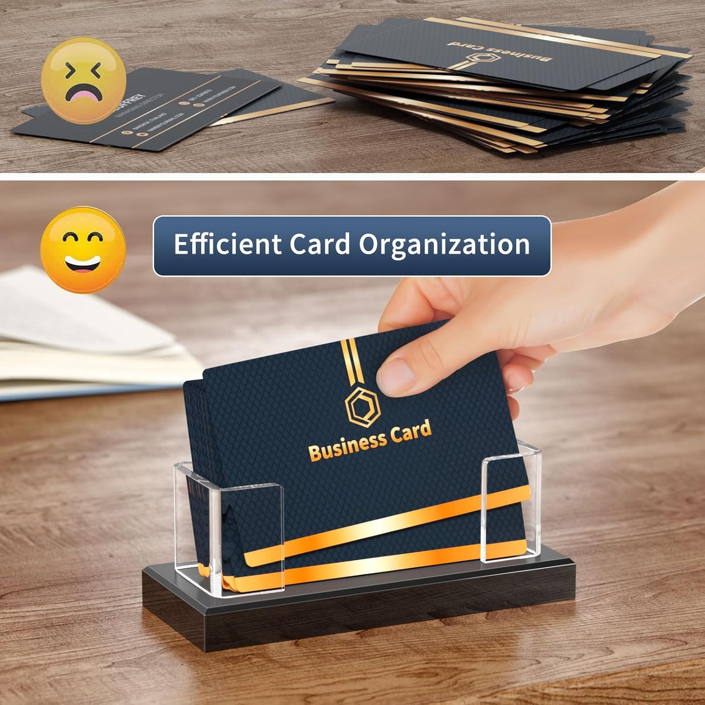 NIUBEE Acrylic Business Card Holder: Clear Plastic Business Cards Display Stand for Desk - Gift Card Organizer for Office 6 Pieces