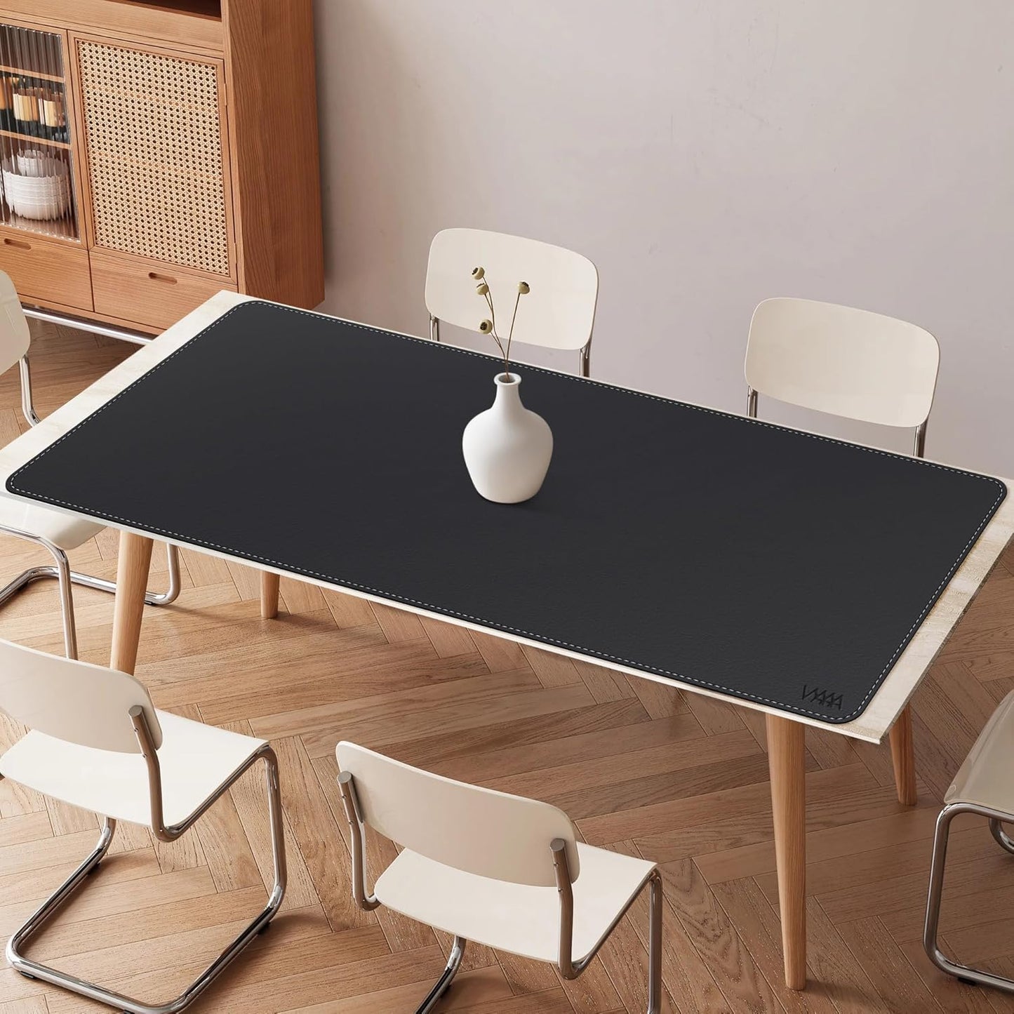 VYAAA Leather Desk Mat, 66.9"×27.5" Large Mouse Pad, Desktop Protector for Desk, Multifunctional Keyboard Mouse Pad for Home or Office (Black)