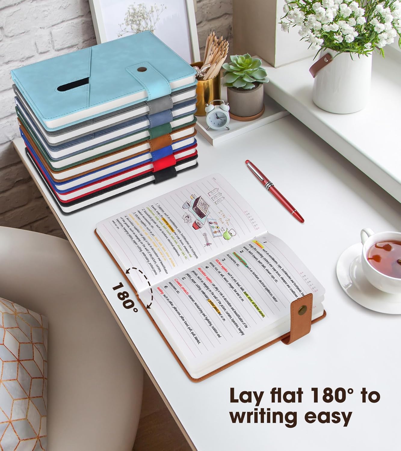 A5 Lined Leather Journal Notebook,Hardcover Journal Set with Pen and Gift Box,100Pages 100gsm Thick Ruled Paper Daily Diary for Men Women School,Travel,Business,Work,Writing 5.9" X 8.4"