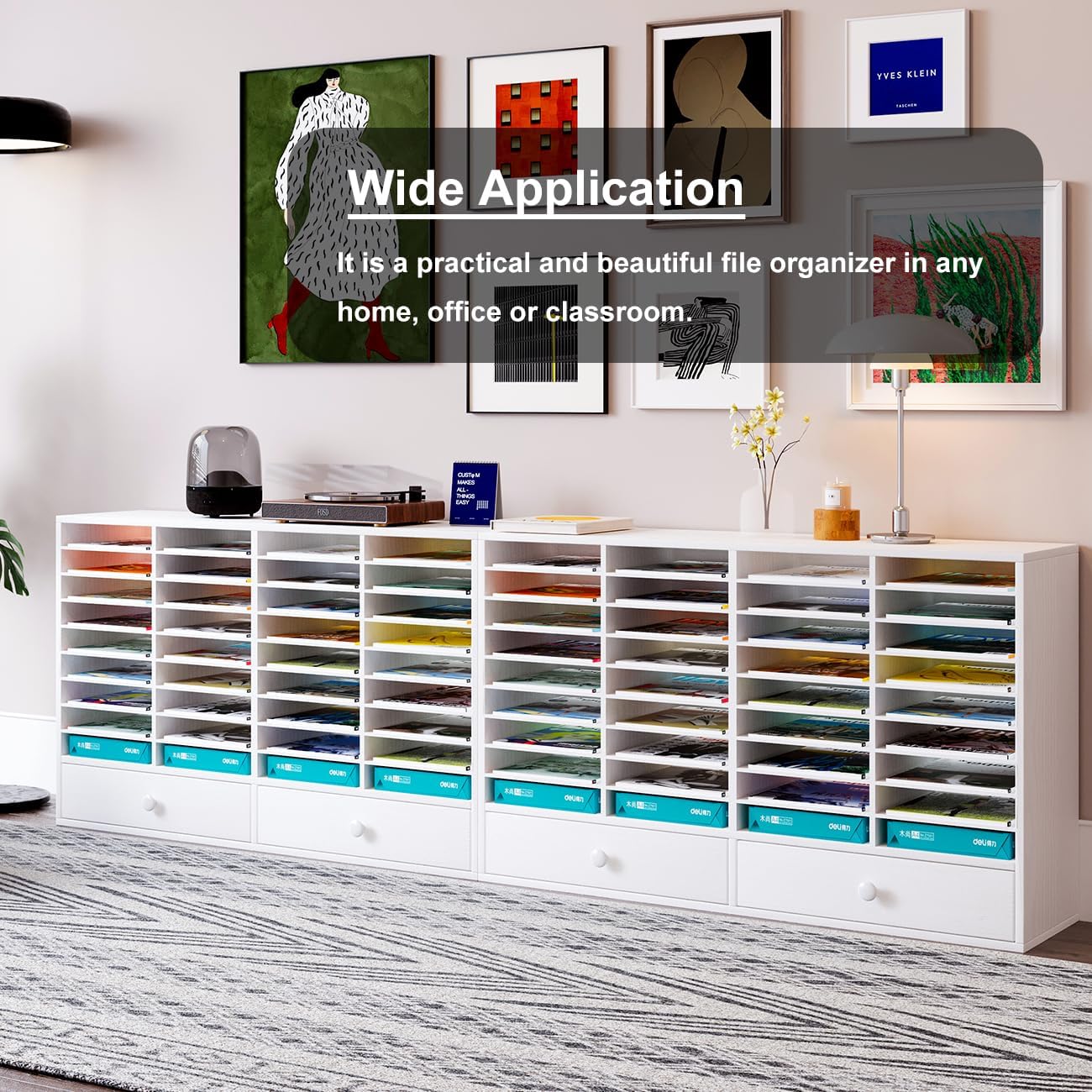 Mail Sorter Wood Literature Organizer, Student Mailbox for Classroom, Desktop Bill Paper Holder for Office Home School, 38 Compartments, White