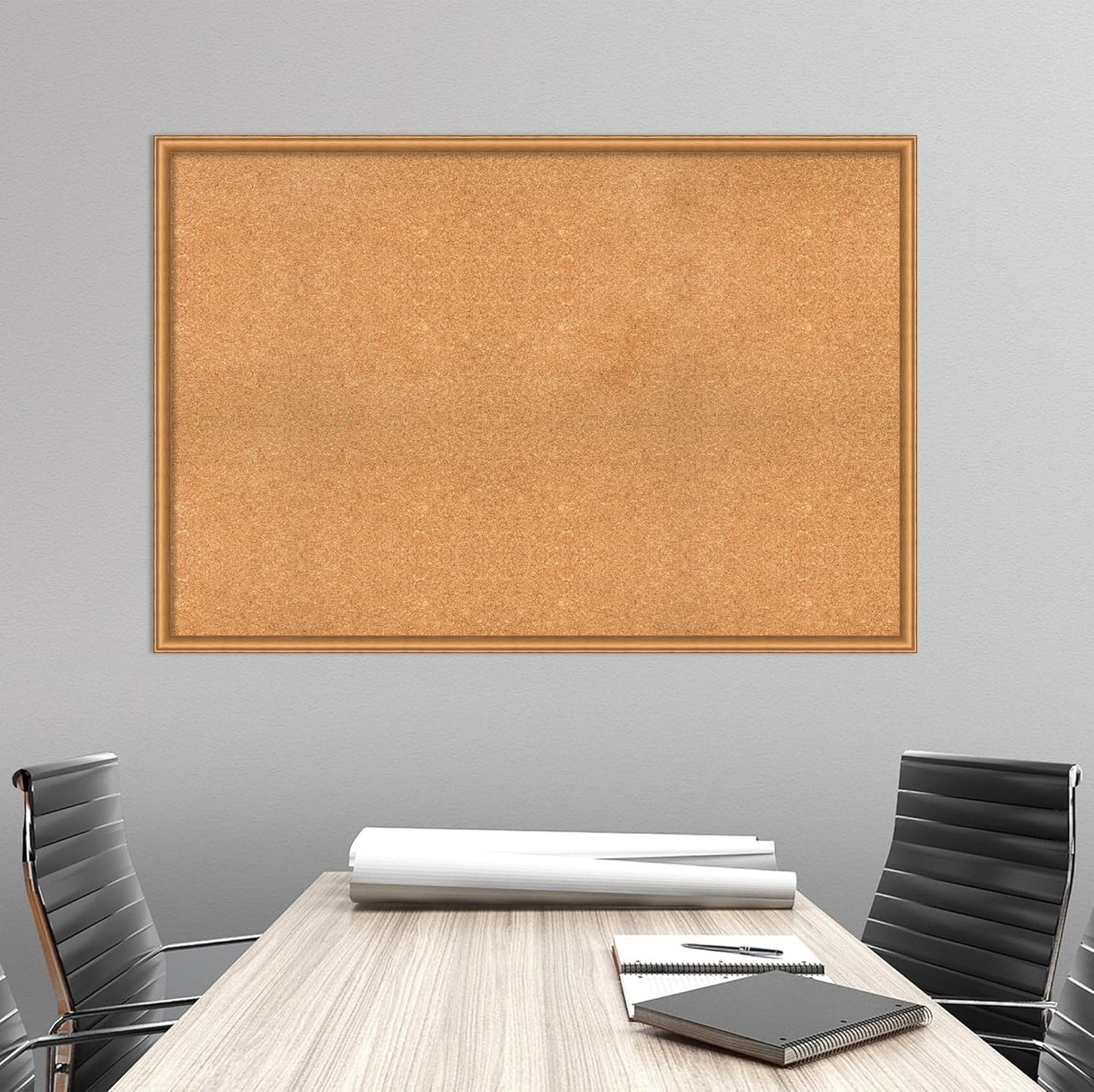 Amanti Art Natural Cork Board for Wall, 34x50 Vision Board with Bronze Frame, Oversize Corkboard Office Decor for Home Organization, Casual Corkboard Pinboard to Display Items for Home Organization