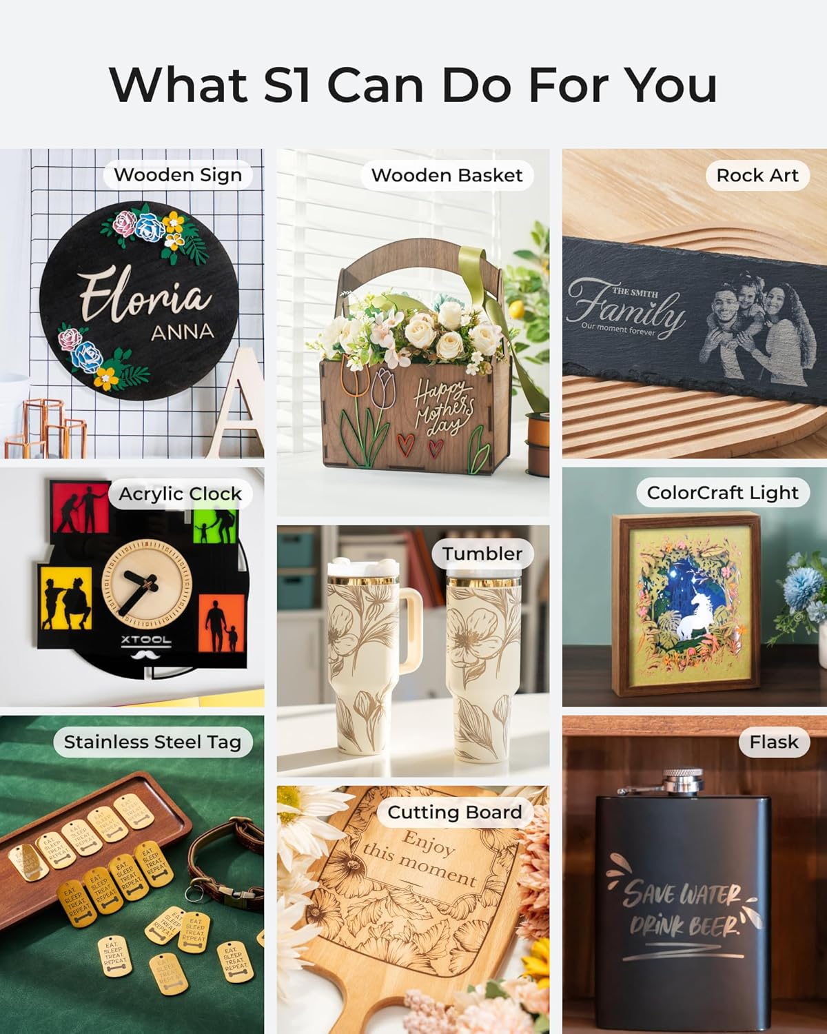 xTool S1 Laser Engraver and Cutter Machine with Air Assist & Honeycomb, 23.93" x 15.16" Bed Size, Beginner-friendly, Class 1 Safety Laser Engravering Machine for Wood and Metal, Acrylic - Basic Bundle