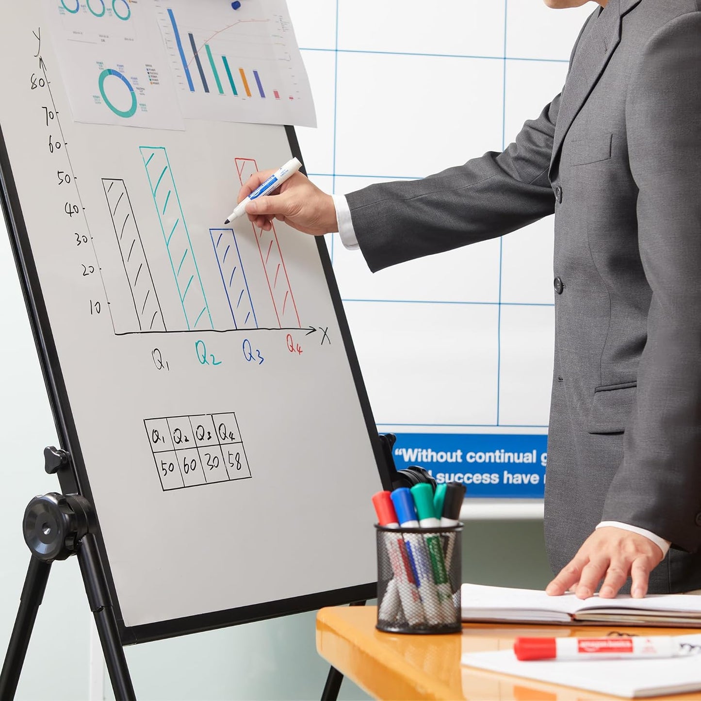 Amazon Basics Low-Odor Dry Erase Whiteboard Markers, Fine Tip, 4 Assorted Colors, 36 Count