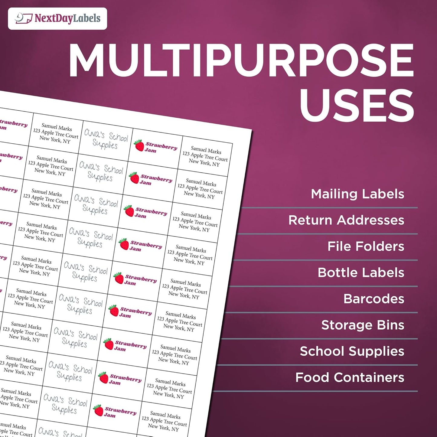 NextDayLabels – 1.5" x 1" Rectangular Sticker Labels for Printer - White Laser/Inkjet Printer Labels Return Address Labels Shipping Label Stickers (50 Sheets, 50 Per Sheet, 2500 Labels)