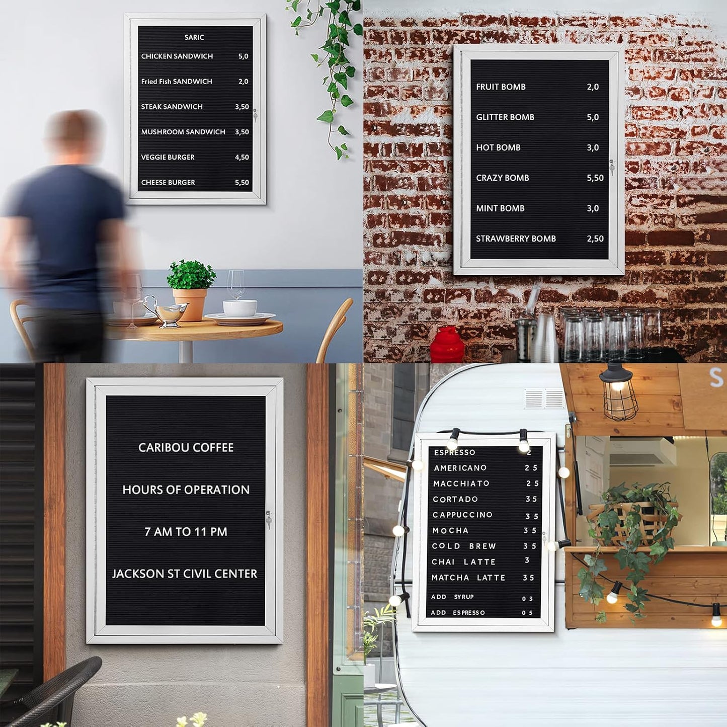 SWANCROWN Outdoor Lockable Letter Bulletin Board Shatter Resistant Display Cases Wall Mount Message Board with Swing Door,36x24 inches