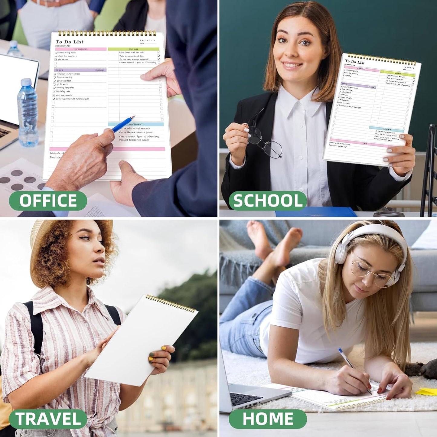 To Do List Notepad Undated, Daily To Do List Notebook (8.5"x 11") Spiral Daily Task Hourly Schedule Planning Pad with Checklist Suitable for Office, Home and School 104 Pages