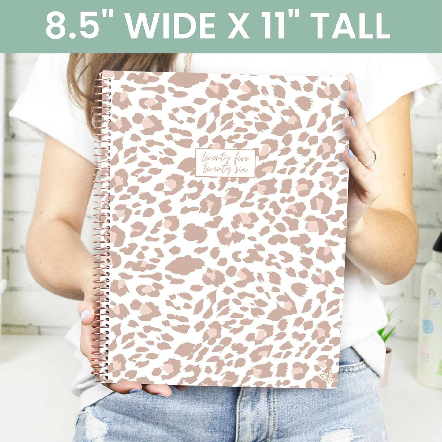 bloom daily planners 8.5" x 11" Academic Planner 2025-2026 (July 2025 - July 2026) - Weekly & Monthly Dated Agenda Organizer with Stickers & Tabs - Tan Leopard