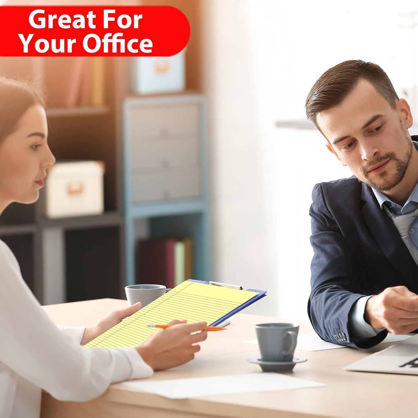 E-CLIPS USA Notepads, Legal Pads, Note Pads 8.5 x 11, Legal Wide Rule Notepad, Canaray, Chipboard Back, Writing Pad, Office Supplies, 50 Sheets Per Pad (72 Pack)