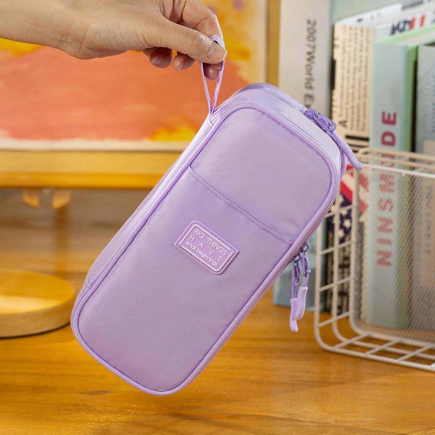 CICIMELON Large Pencil Case Big Storage Pen Pouch Bag with Compartment for School Supplies Office College Teen Boys Girls Adults, Upgraded Purple