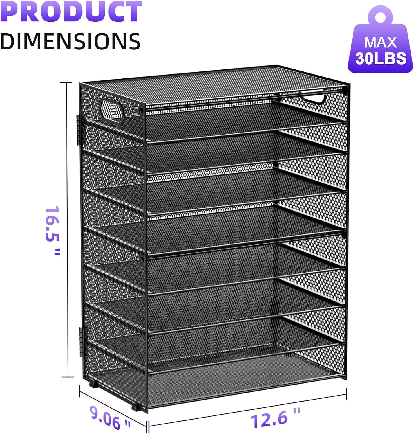 Marbrasse Paper Organizer Letter Tray, 9 Tier Mesh File Organizer with Handle, Paper Sorter Desk Organizer for Home Office Supplies