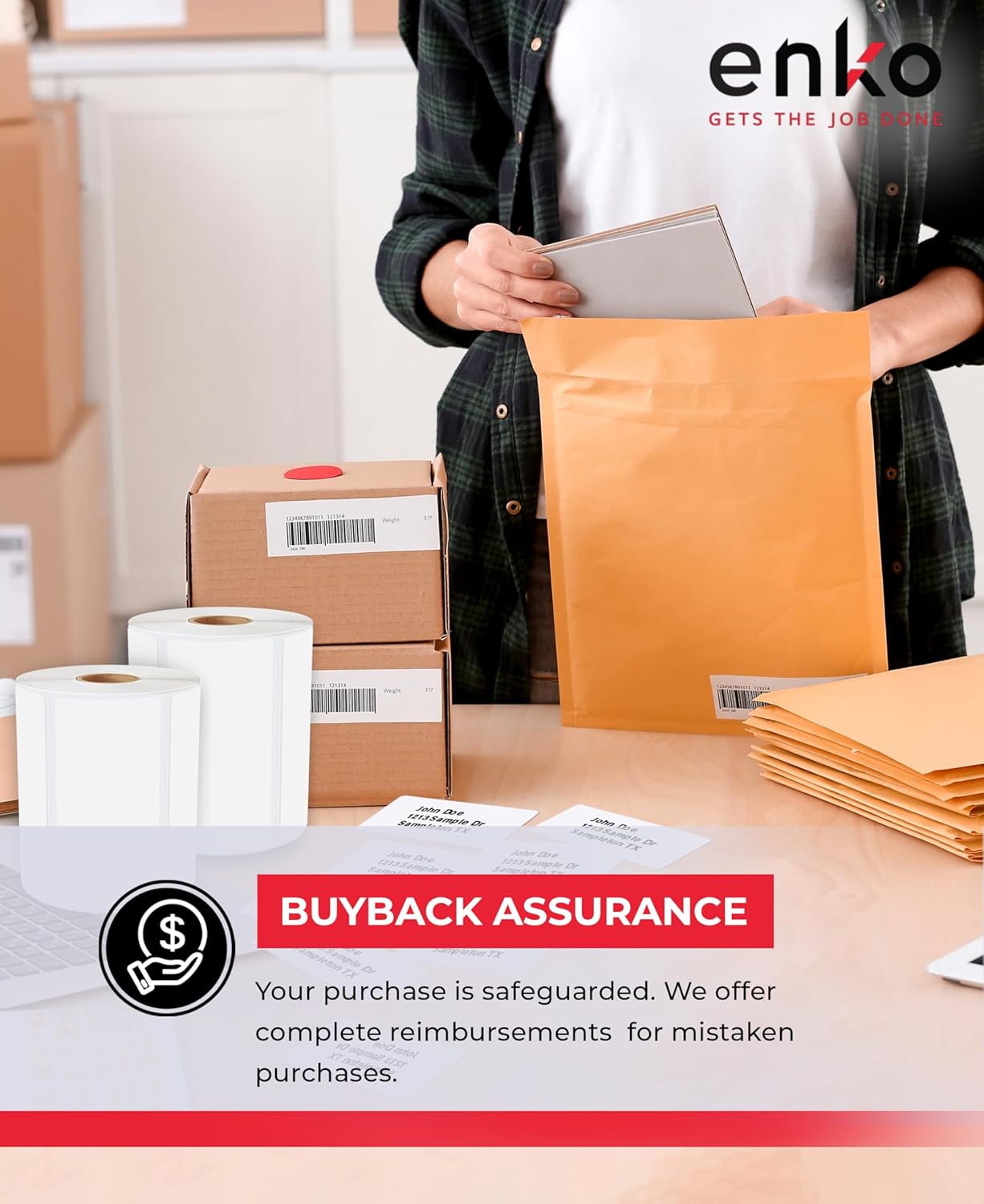 enKo Compatible for Dymo 30336 Labels (1 x 2-1/8 inches) - 96 Rolls, 48,000 Labels for Dymo LabelWriter 450 Turbo Printer and 4XL - Direct Thermal Address, Shipping and Barcode Label