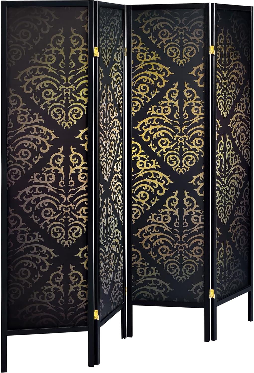 NicBex Room Divider 4 Panel Room Dividers with Damask Print Partition Room Dividers and Folding Privacy Screens Wall Divider for Home, Office, Room Separation,69.5" W x 0.75" D x 70.25" H, Black