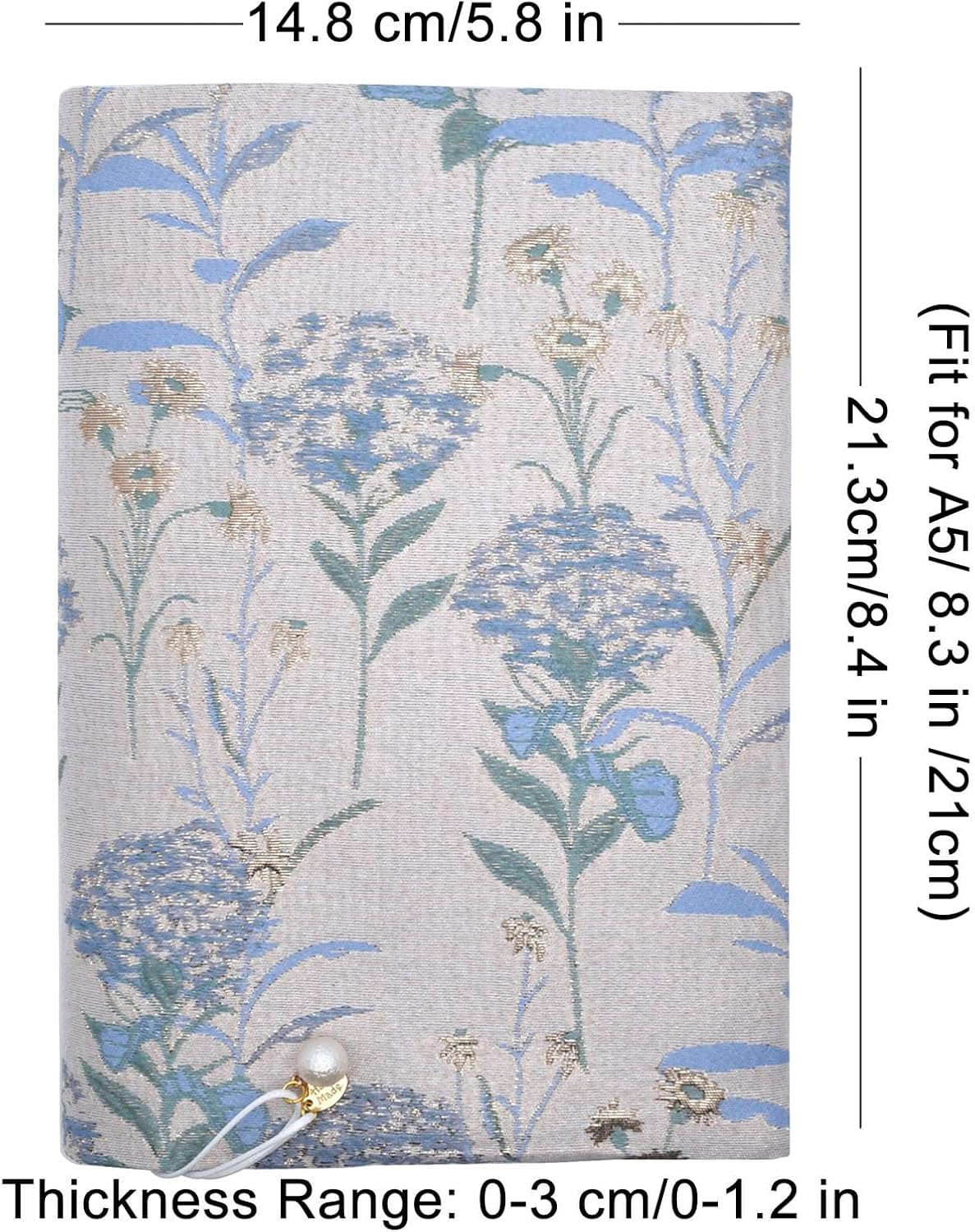 BLBMH A5 Book Covers for Paperbacks Book Cover Fit for 5.5x8.3 inch Adjustable Book Sleeve Cover for A5 Diary Books Fabric Softcover Protector for Notebook - Dandelions Blue