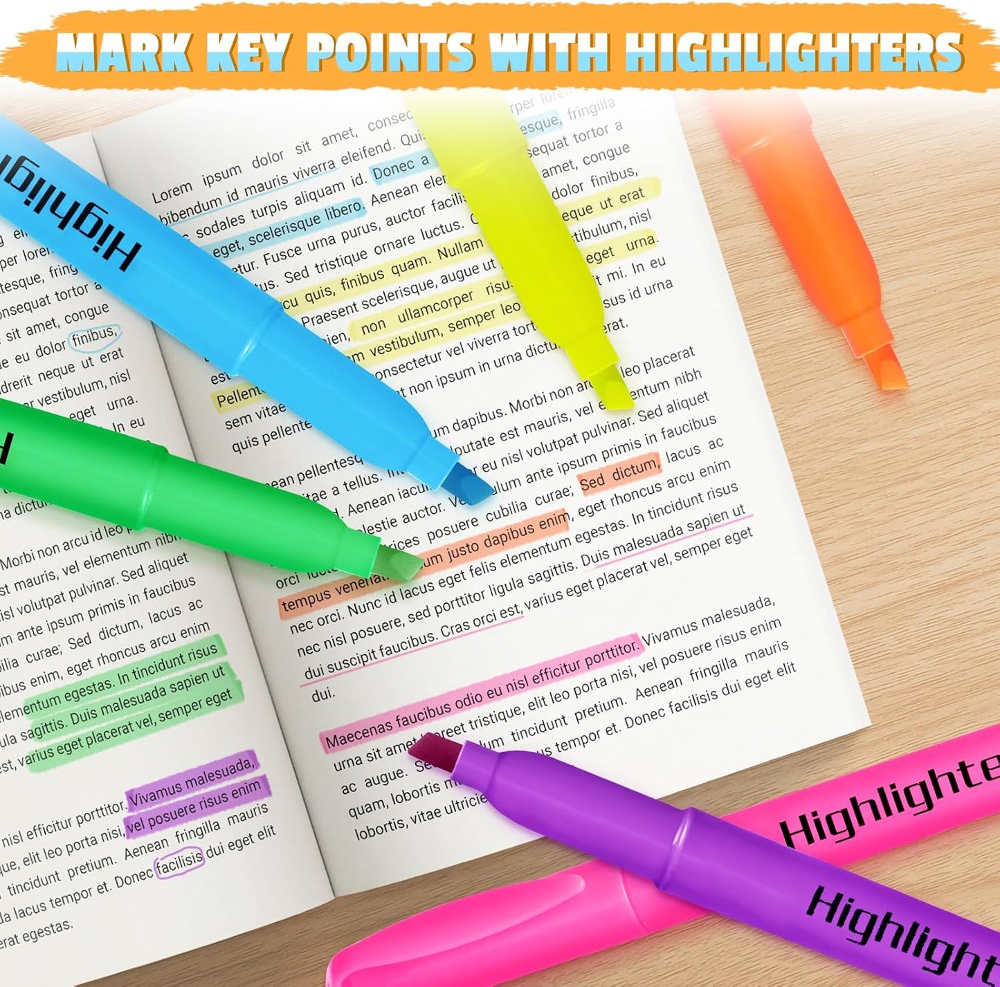 Aigybobo 120 Pack Highlighters in 6 Assorted Colors, Chisel Tip Dry-Quickly Highlighters Bulk, No Bleed Highlighter Markers for Kids Adults, Classroom Teachers Must Haves, School Office Supplies