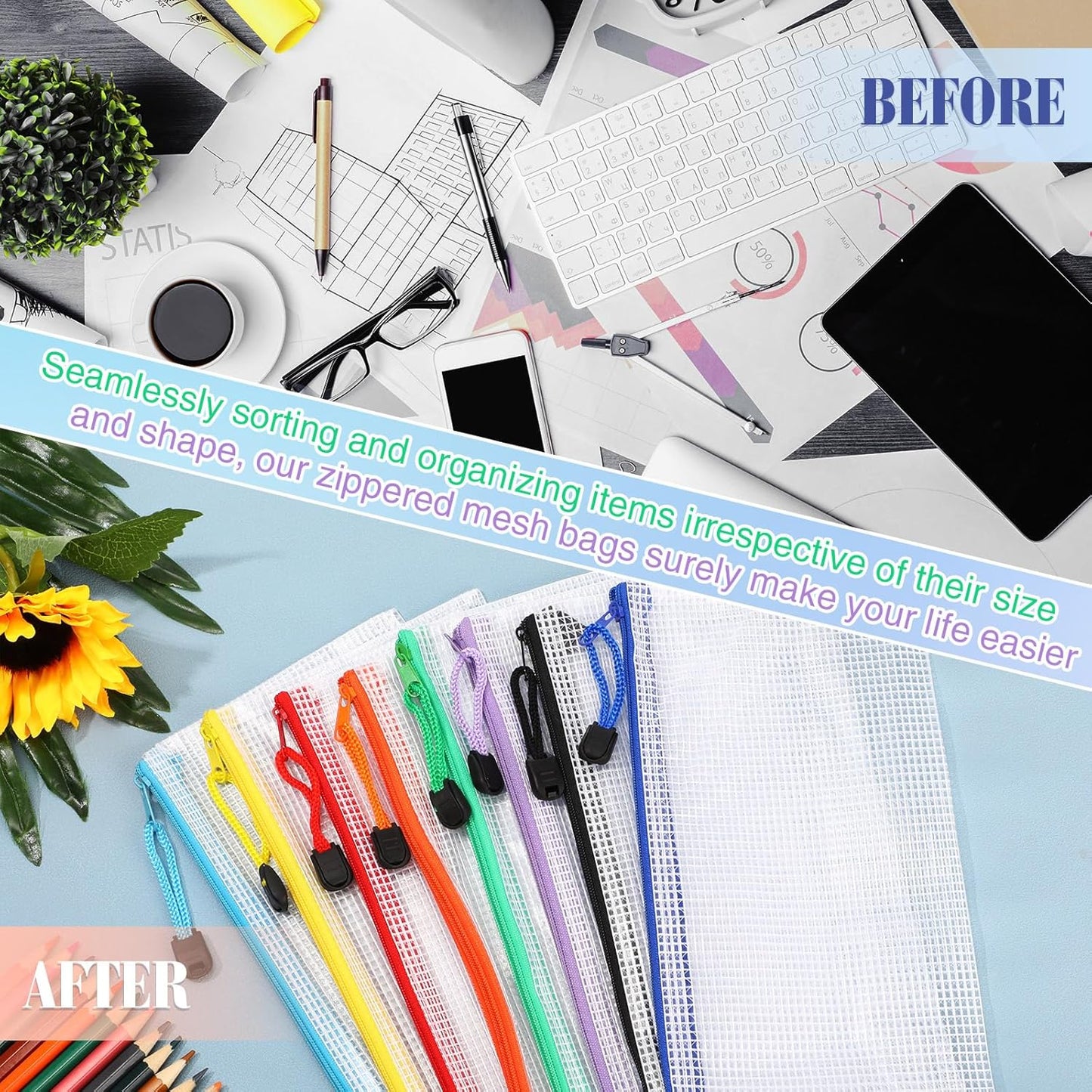 Jetec 32 Pcs Mesh Zipper Bags Toy Storage Bikini Organizer Bag Bolsas Para Guardar Trajes De Baño Waterproof Zipper Reusable Pouch Puzzle Multipurpose for Storage Office(Sweet Color,9.5 x 4.5 Inch)