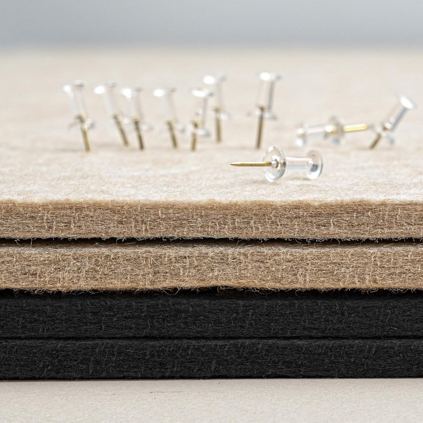 Bulletin Board, 35 x 17 1/2 inches Felt Board - Decorative Pin Board, Cork Board Alternative for Wall, Foldable Picture Board Self-Adhesive Vision Board Prayer Board with 20 Pushpins Black