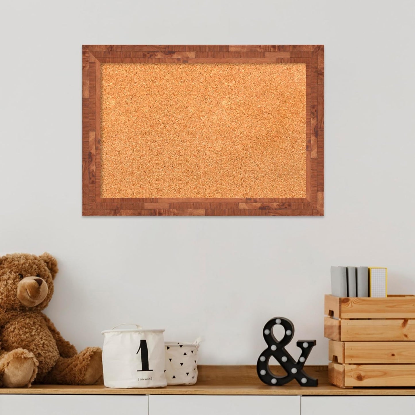 Amanti Art Natural Cork Board for Wall, 15x21 Vision Board with Brown Wood Frame, Small Corkboard Office Decor for Home Organization, Country Rustic Corkboard Pinboard to Display Items for Home