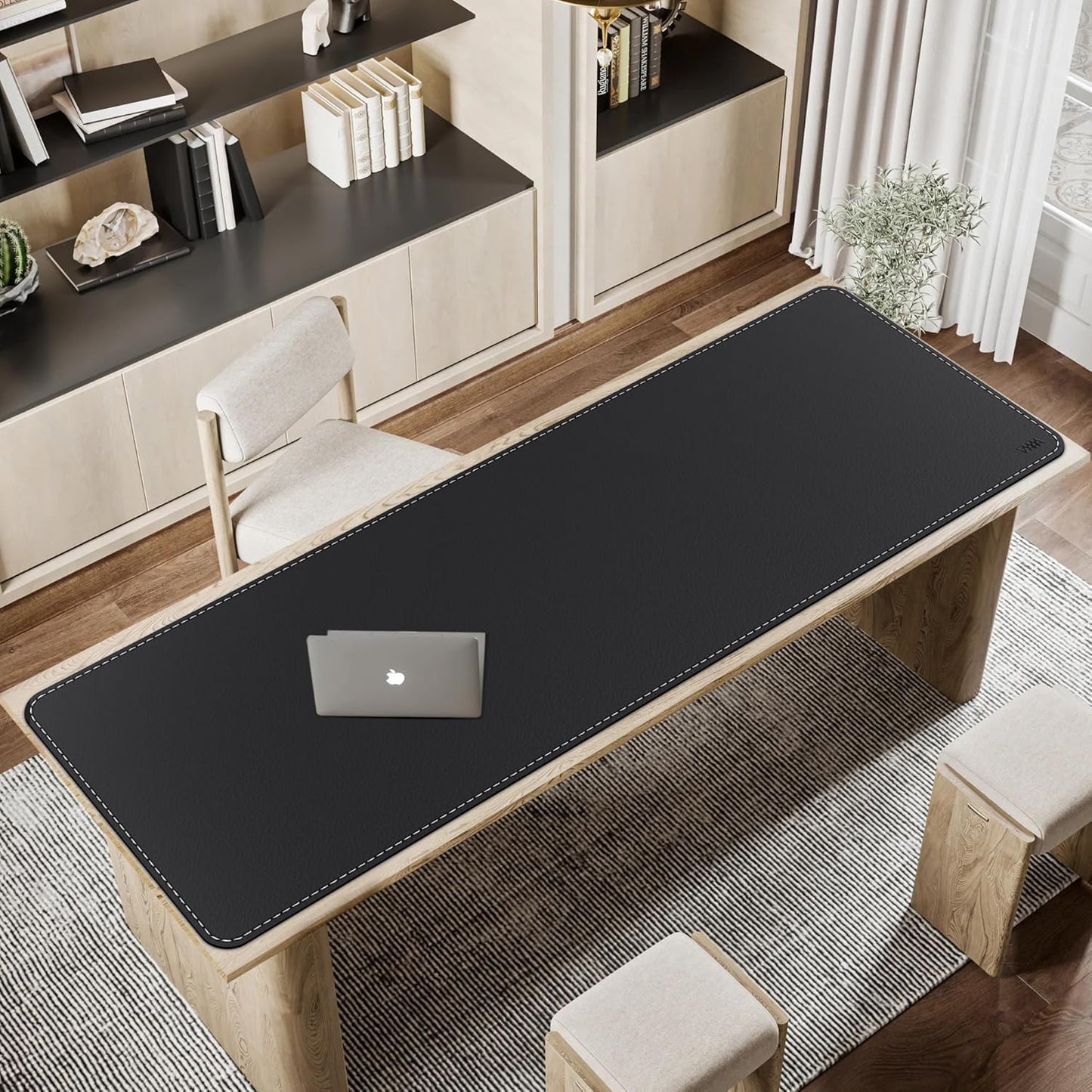 VYAAA Leather Desk Mat,70.8"×23.6" Large Mouse Pad, Desktop Protector for Desk, Multifunctional Keyboard Mouse Pad for Home or Office (Black)