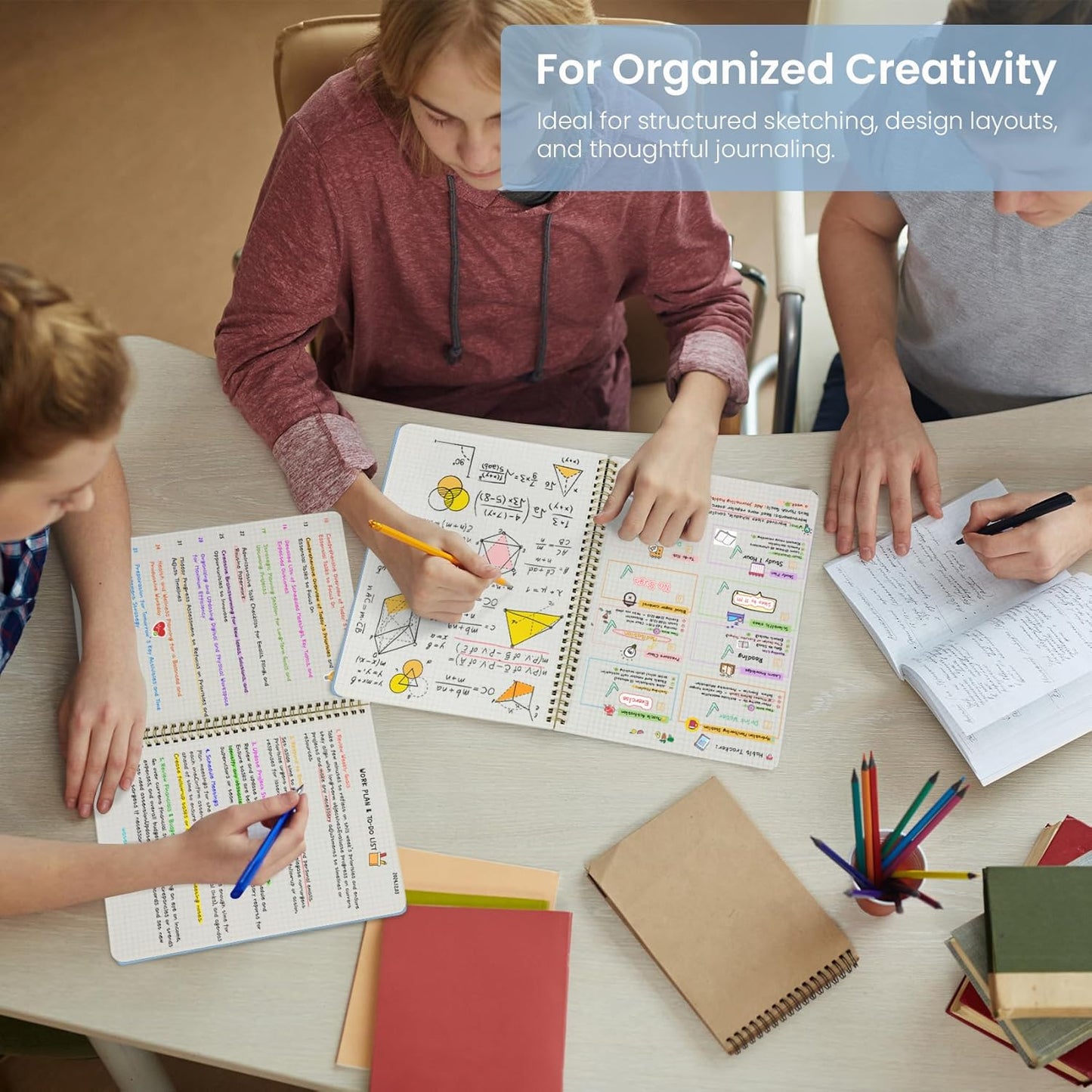 Taja Spiral Graph Notebook, 8.5"x11" Notebooks for Work, Large A4 Journal for Women & Men, Grid Notebook, Journaling Notebook for Writing, Plastic Cover Spiral Journal, Blue