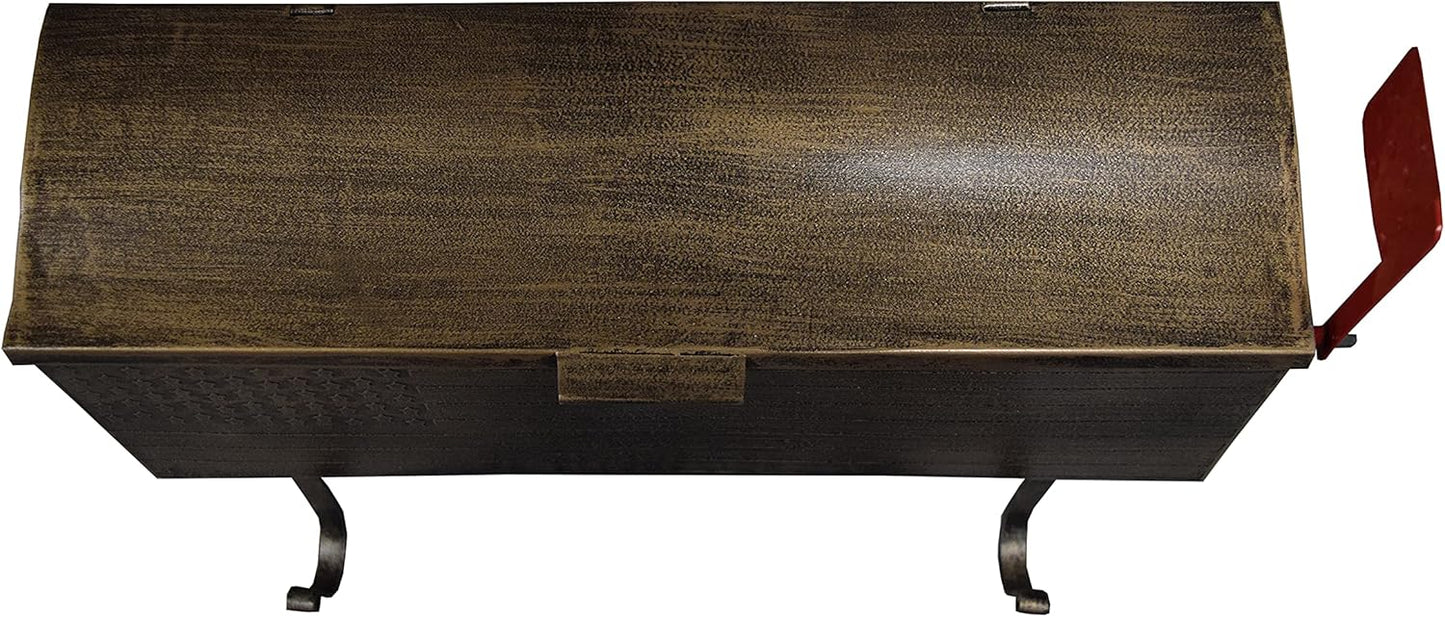 Oakland Living AZ620-ANTIQUE-BRONZE Antique Bronze Patriotic Metal Outgoing Mail Flag and Newspaper Hangers Wall Mount Mailbox