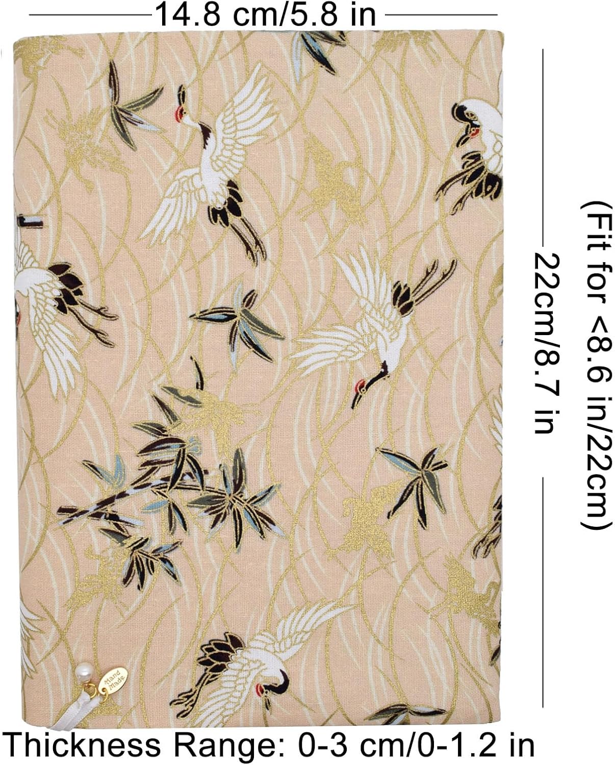 BLBMH Book Covers for Paperbacks Fit for 5.5x8.5 inch Book Bible Adjustable Book Sleeve Cover for Women Over 15 Soft Cloth Protector for Bible Novels - Crane Beige