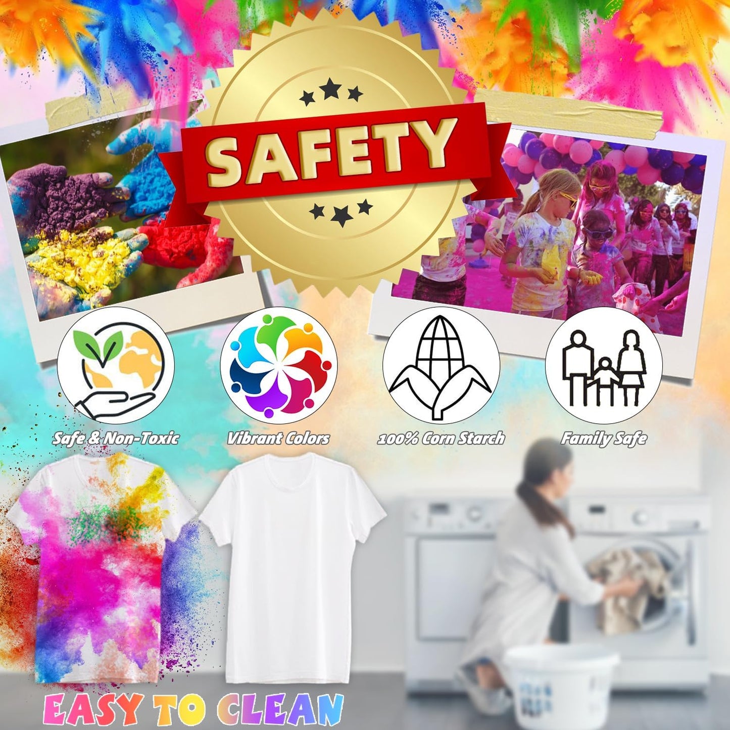 ARELUX Holi Powder Color Run Powder Balls 12 Pack 80g Each Natural, Throwing Balls of Washable Chalk Powder Paint for Color War, Rangoli, Fun Run, Party & Festival