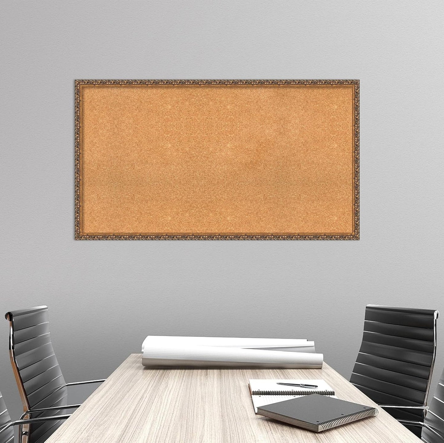 Amanti Art Natural Cork Board for Wall, 26x46 Vision Board with Bronze Frame, Oversize Corkboard Office Decor for Home Organization, Traditional Corkboard Pinboard to Display Items for Home