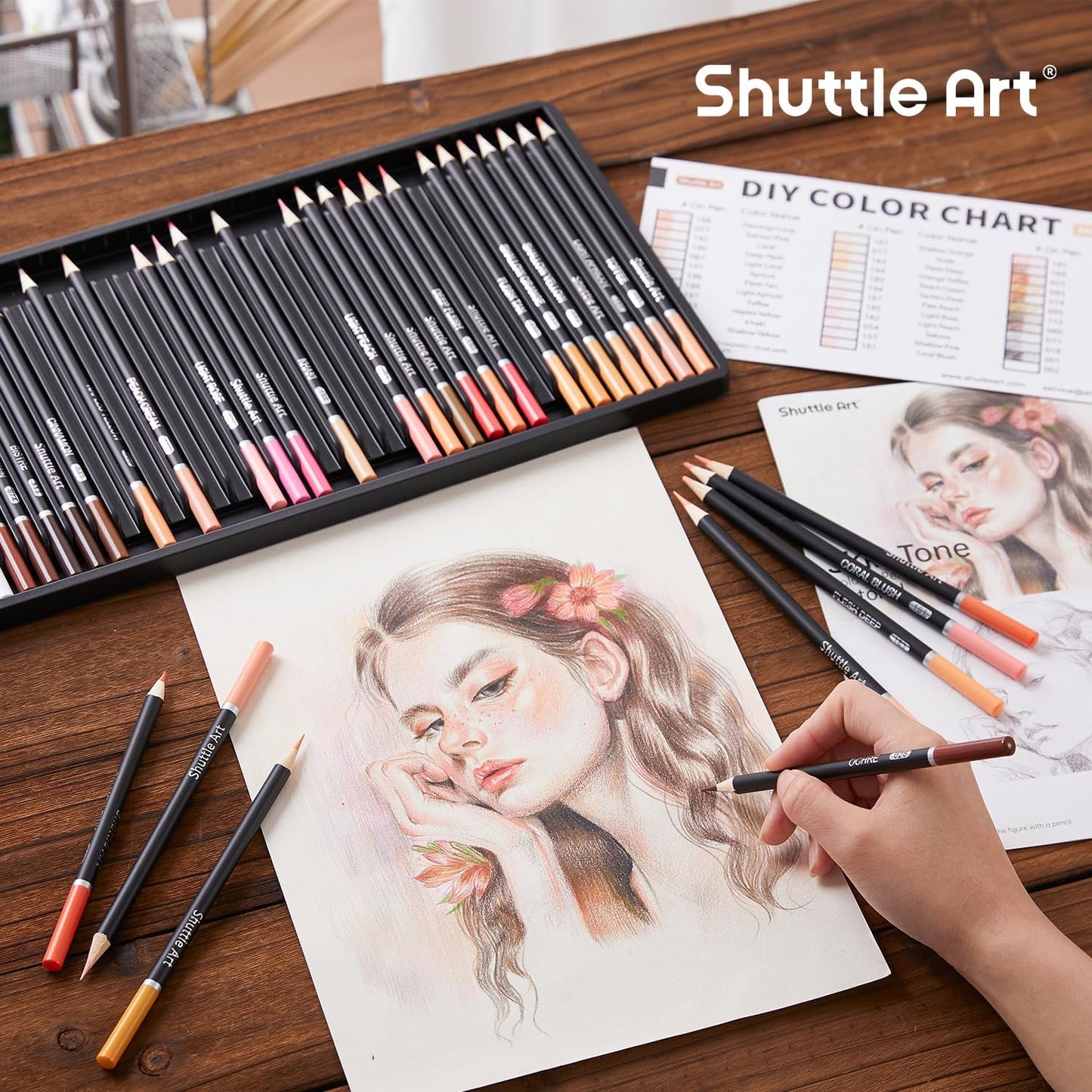 Shuttle Art 36 Skin Tone Colored Pencils, Colored Pencils for Adult Coloring, Soft Core Color Pencil for Adults Kids Artists Beginners Drawing Coloring Sketching