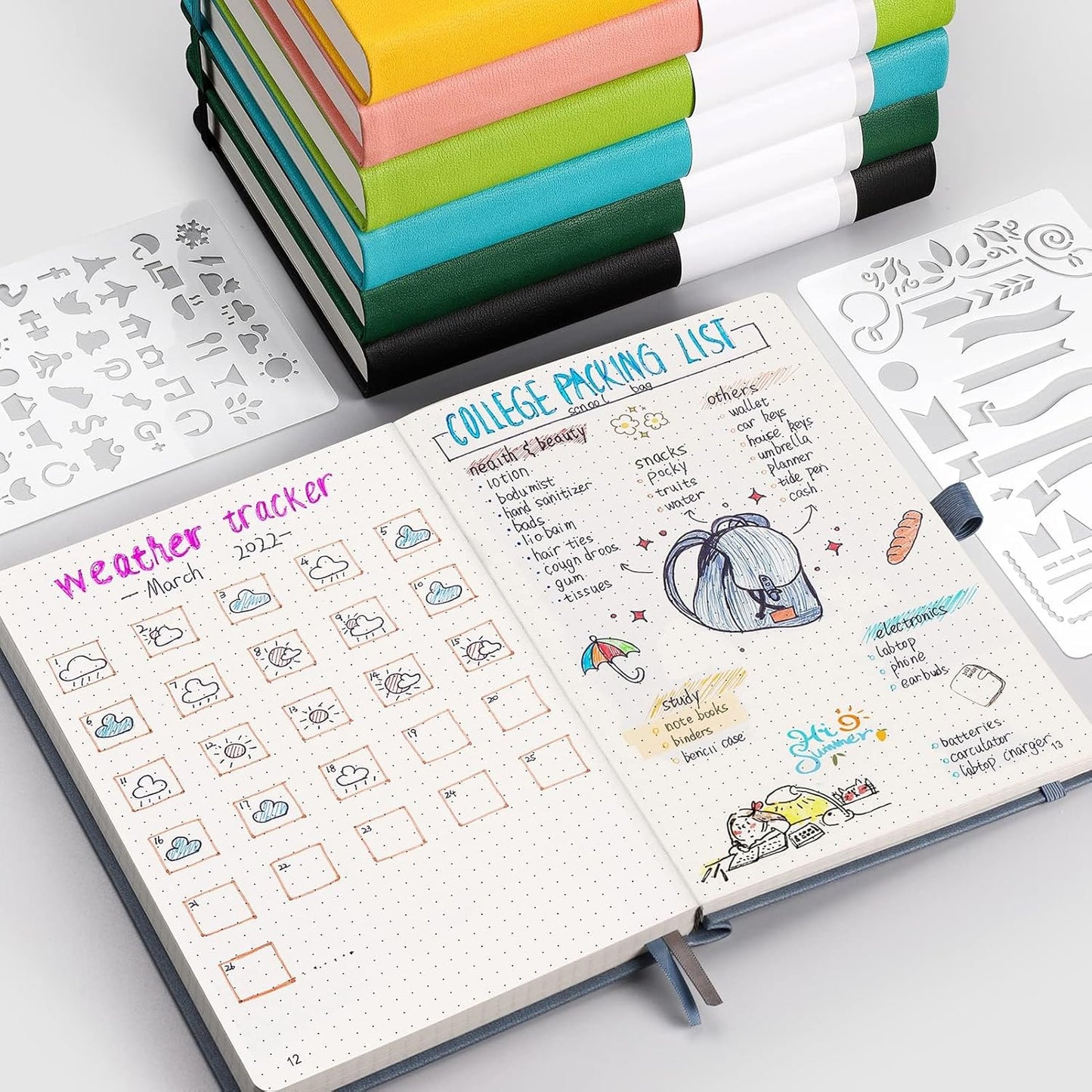 AHGXG Bullet Dotted Journal - 320 Numbered Pages Dot Grid Notebook A5 Thick Journal, 100gsm Thick Dotted Paper, Leather Hardcover,Inner Pocket, 5.75'' × 8.38'' - Black