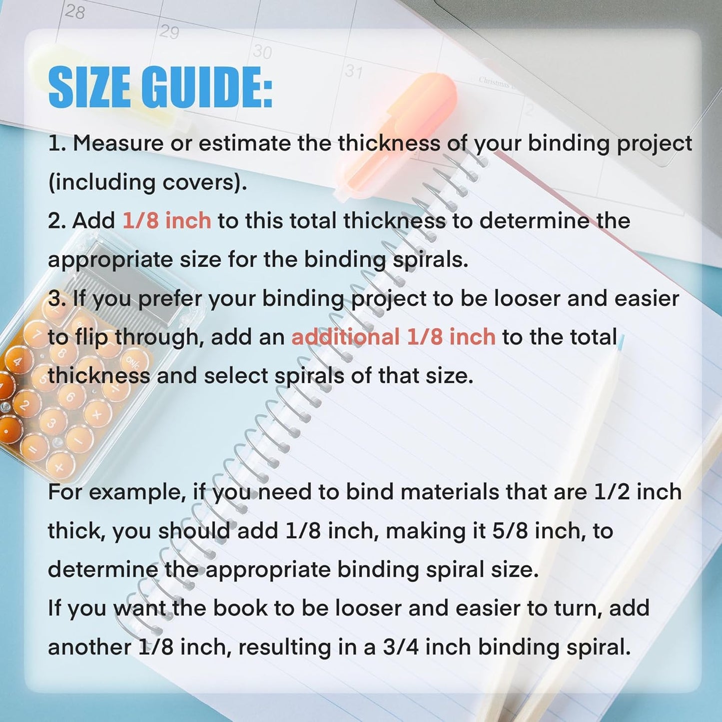 TOTiyea 100 Pack Plastic Spiral Binding Coils,16mm(5/8") Binding Spirals,140 Sheet Capacity,4:1 Pitch, Black