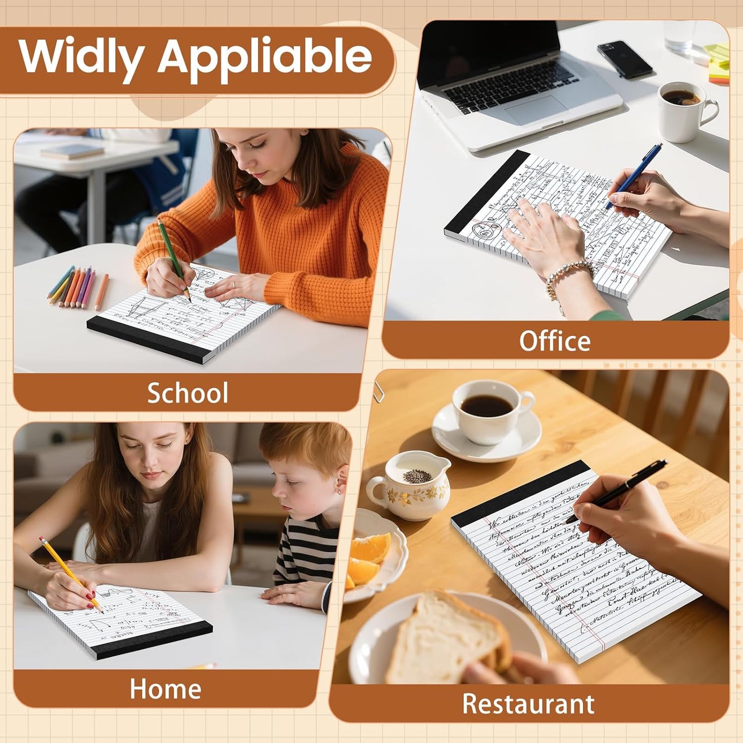 Legal Pads 8.5 X11, Narrow Ruled Notepads, 24 Pack, 50 Sheet/Pad, White Legal Pads, Tear Off Notepad, Perforated Writing Pad, Notebook Paper College Ruled, Notepads for Office Home School, Notepad