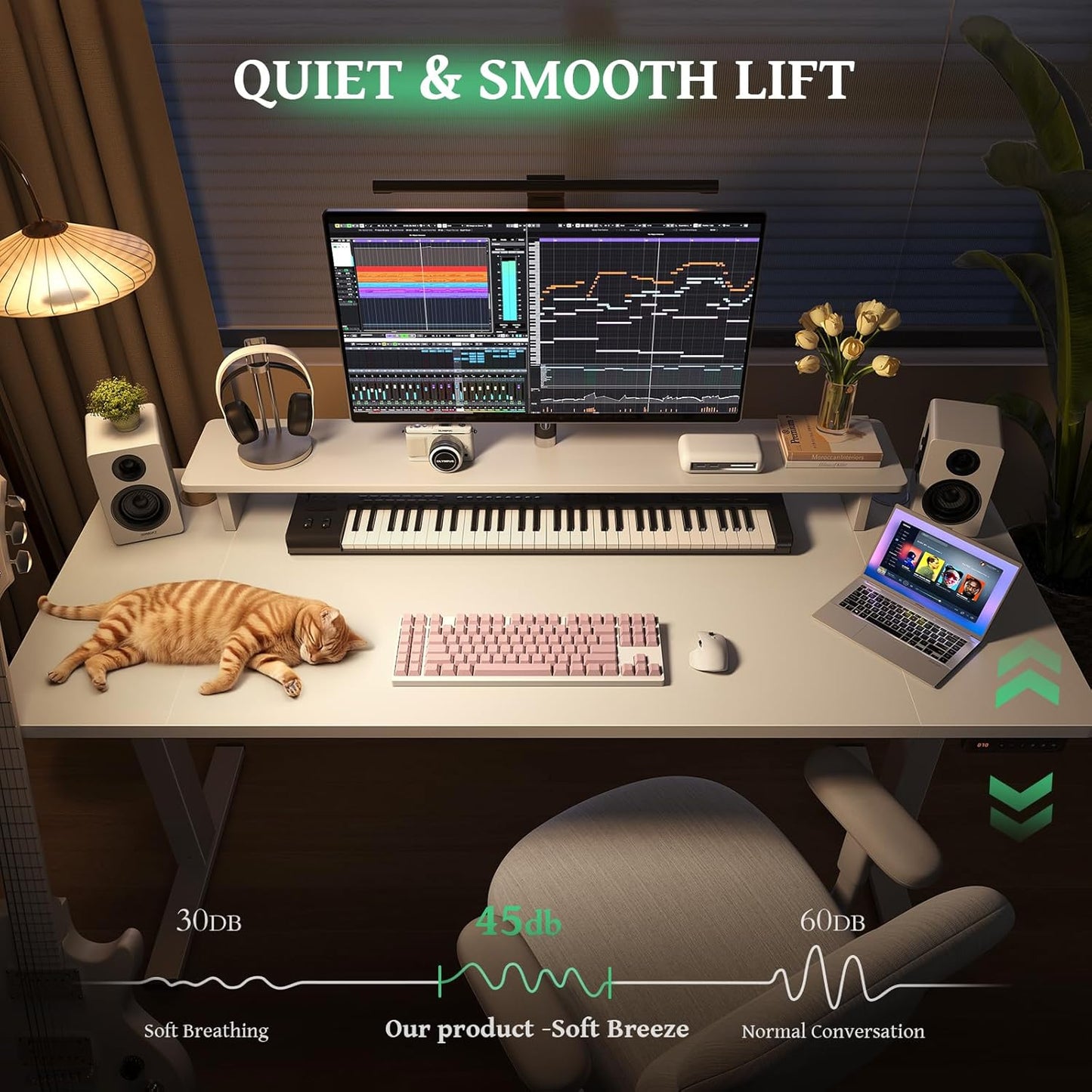 SIAGO Electric Standing Desk Adjustable - 63 x 24 Inch Sit Stand up Desk with Cable Management - 3 Memory Preset Adjustable Height Table