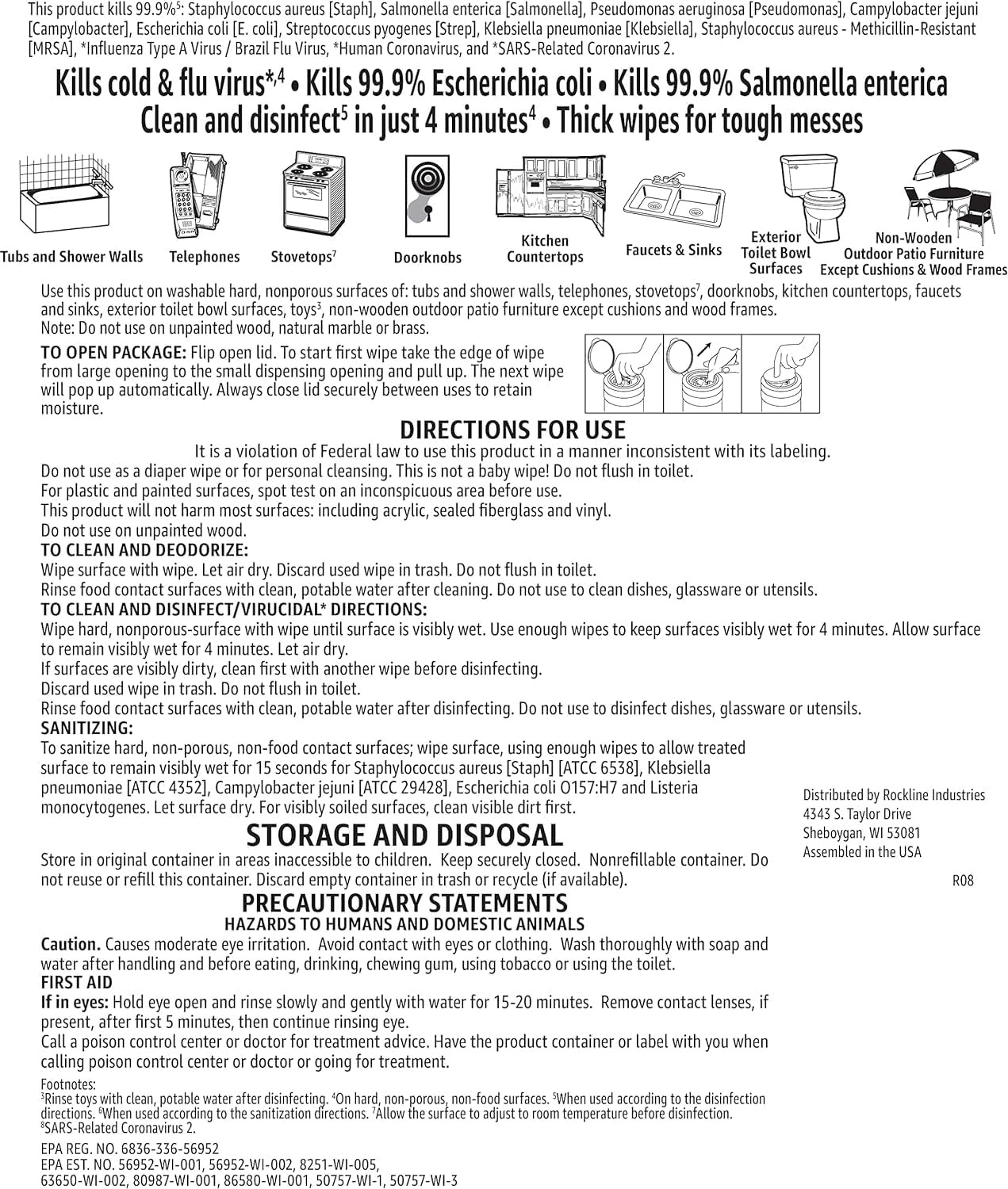 Amazon Basics Wipes, Lemon & Fresh Scent, Sanitizes, Cleans & Deodorizes, 255 Count (3 Packs of 85)
