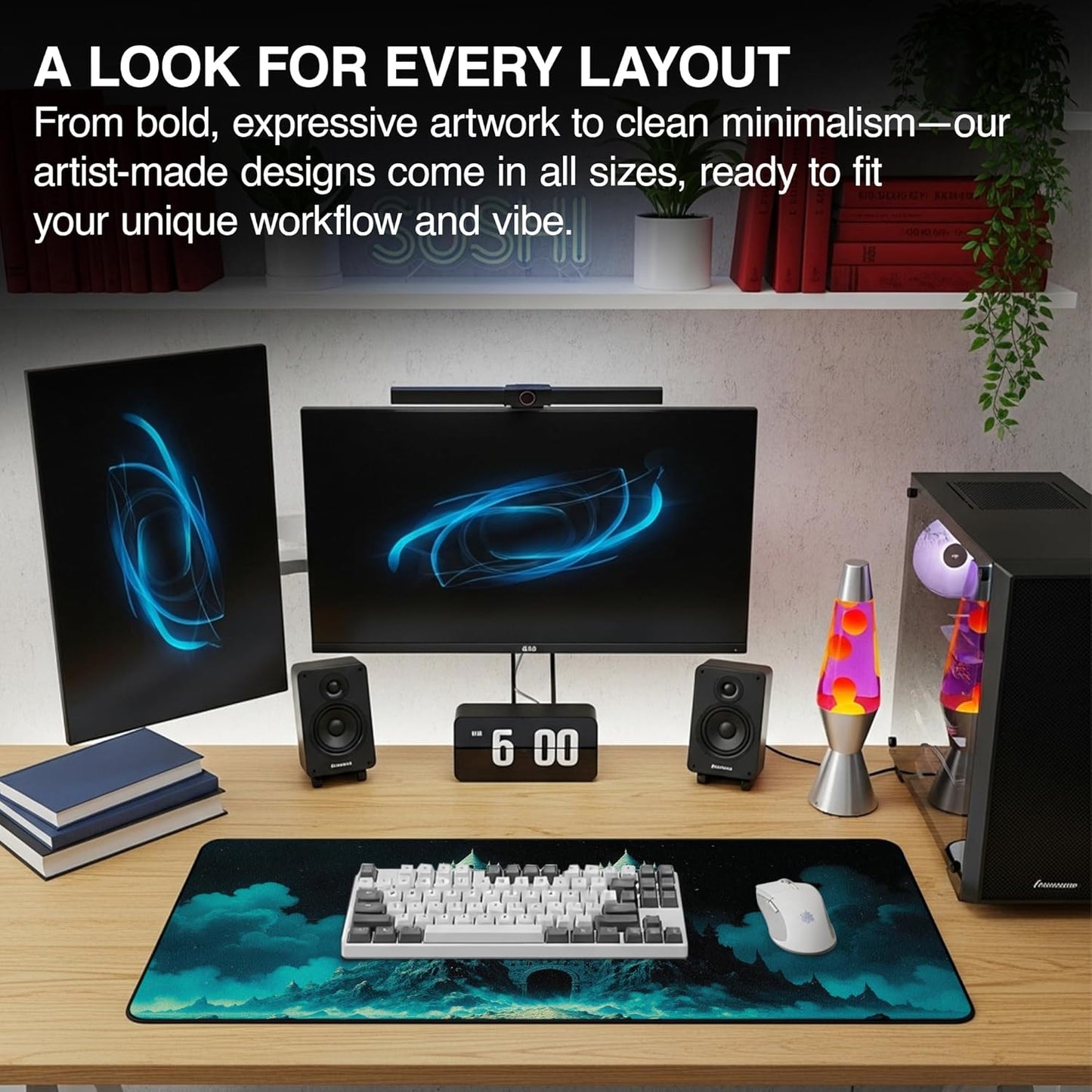 MPCO. Dark Fantasy Large Gaming Desk Pad - 36" x 17" Aeroglyde Fabric The Twilight Twins Desk Mats - Non-slip, Washable, Smooth Glide for Precision Gaming & Work