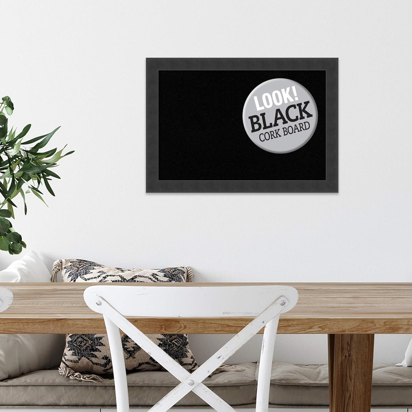 Amanti Art Black Cork Board for Wall, 14x20 Vision Board with Black Wood Frame, Small Corkboard Office Decor for Home Organization, Modern Contemporary Corkboard Pinboard to display items for home