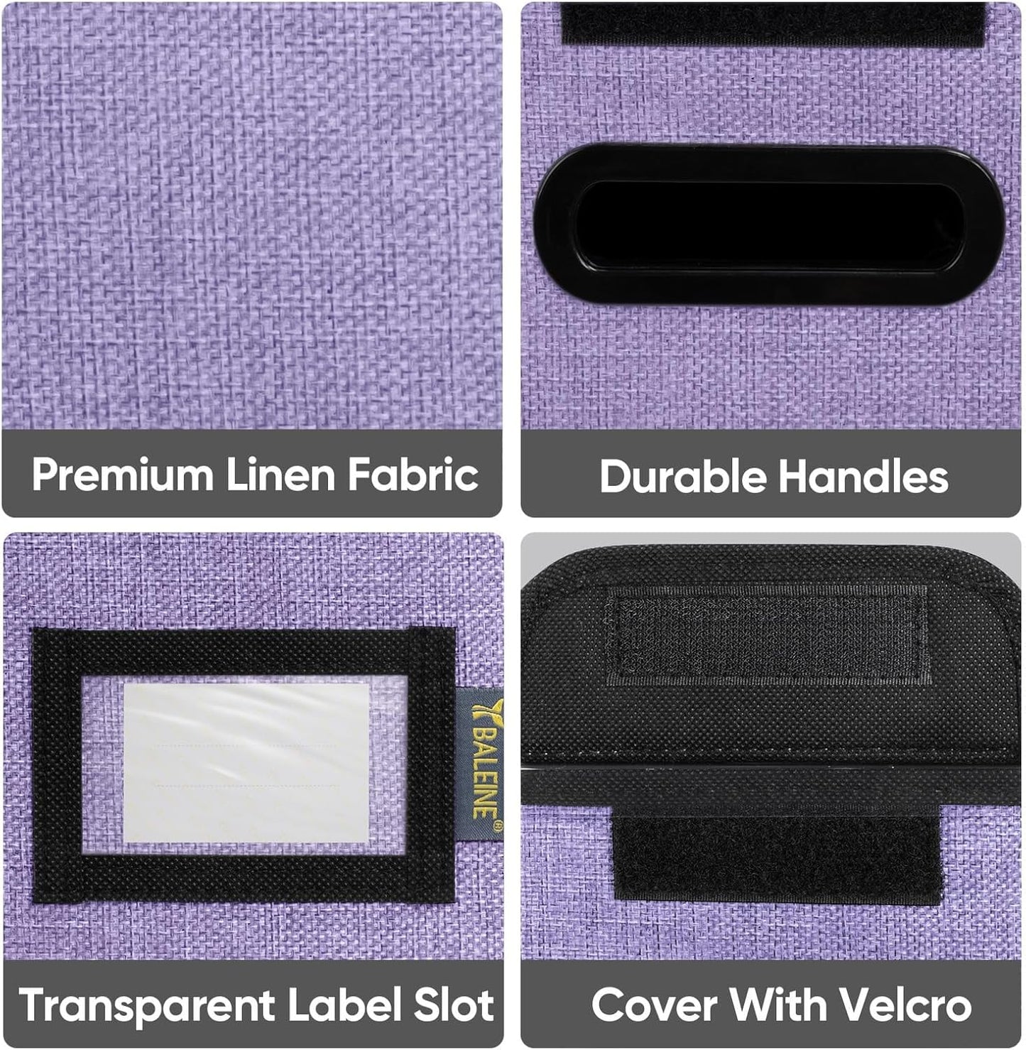 BALEINE File Organizer Box with Lid, Collapsible File Folder Organizer with Plastic Slide, Hanging File Folder Box for Office Document Storage (1 Pack, Purple, S)