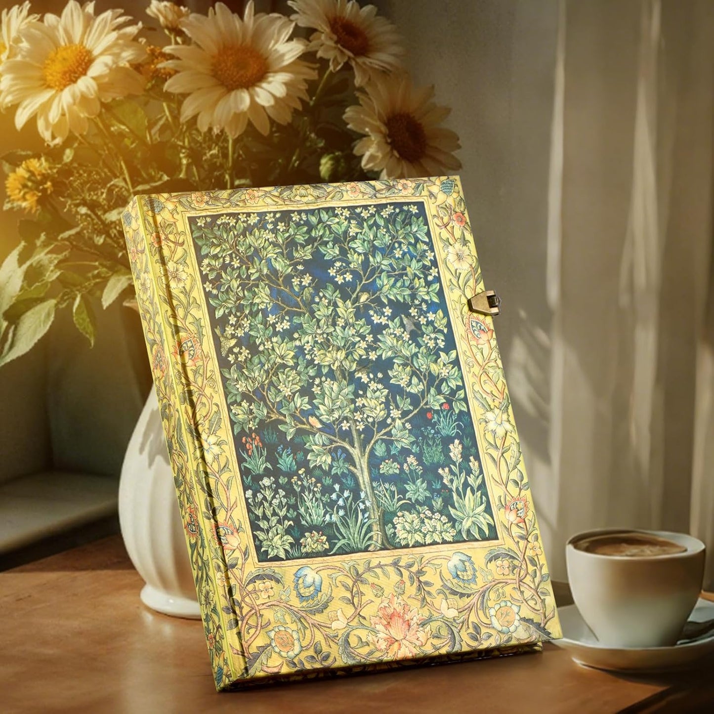 Retro 3D Happiness Tree Hot Stamp Hardcover Journal - 192 Blank Lined Pages/Envelope Pocket - Luxury Travel Diary & Commemorative Keepsake for Cherished Moments