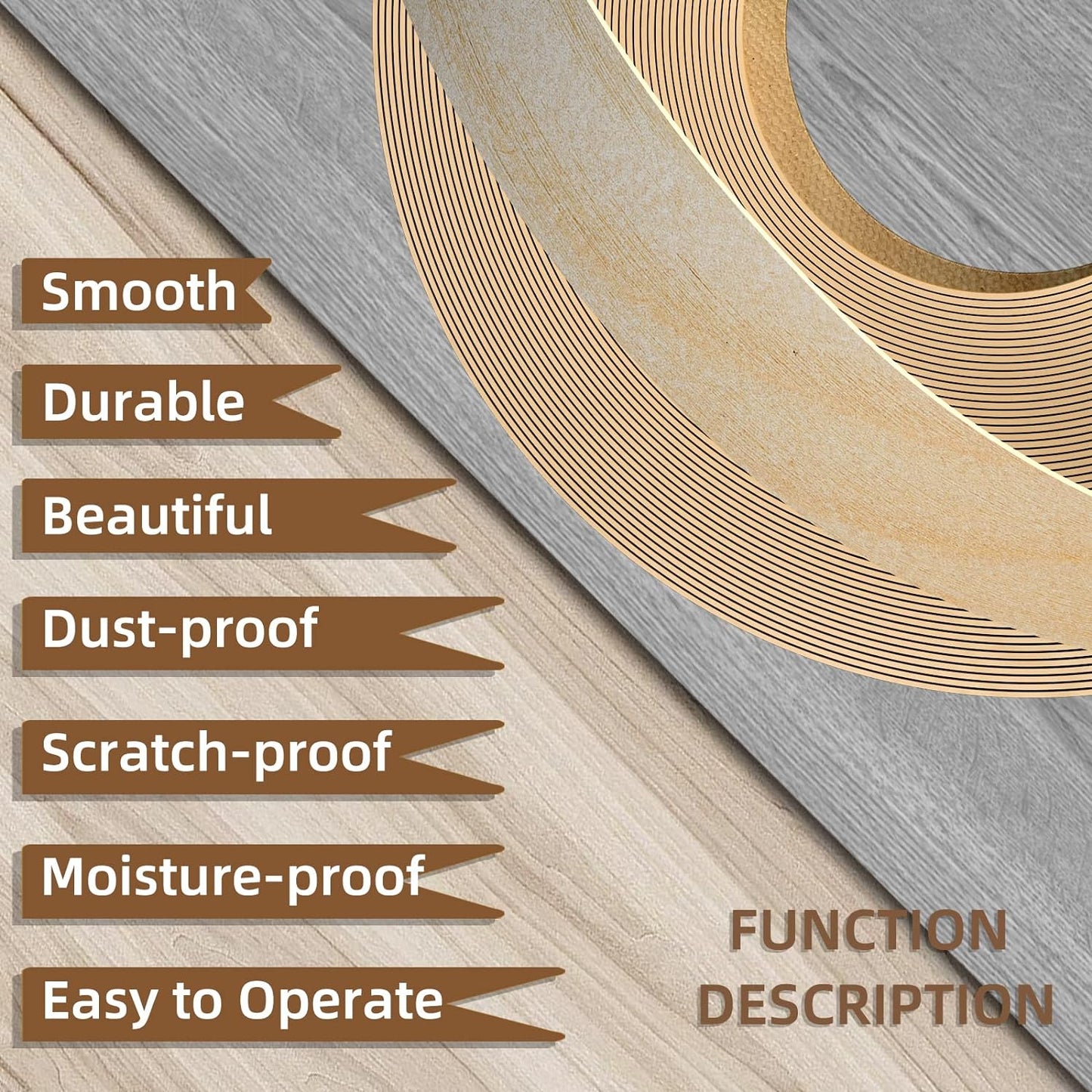 GSCIT Club Birch Edge Banding, 1 1/2 inch x 250ft roll of Veneer Plywood Edge Banding Preglued Flexible, Wood Tape Banding for Cabinet Repair