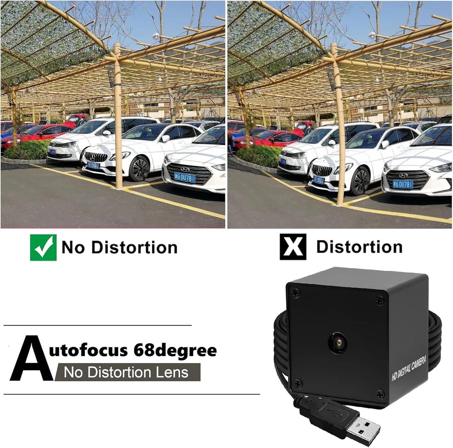 ELP 16MP Autofocus USB Camera with Metal Case - Mini UVC USB2.0 4K Webcam with 68 No Distortion Lens IMX298 Sensor for PC & Home Surveillance