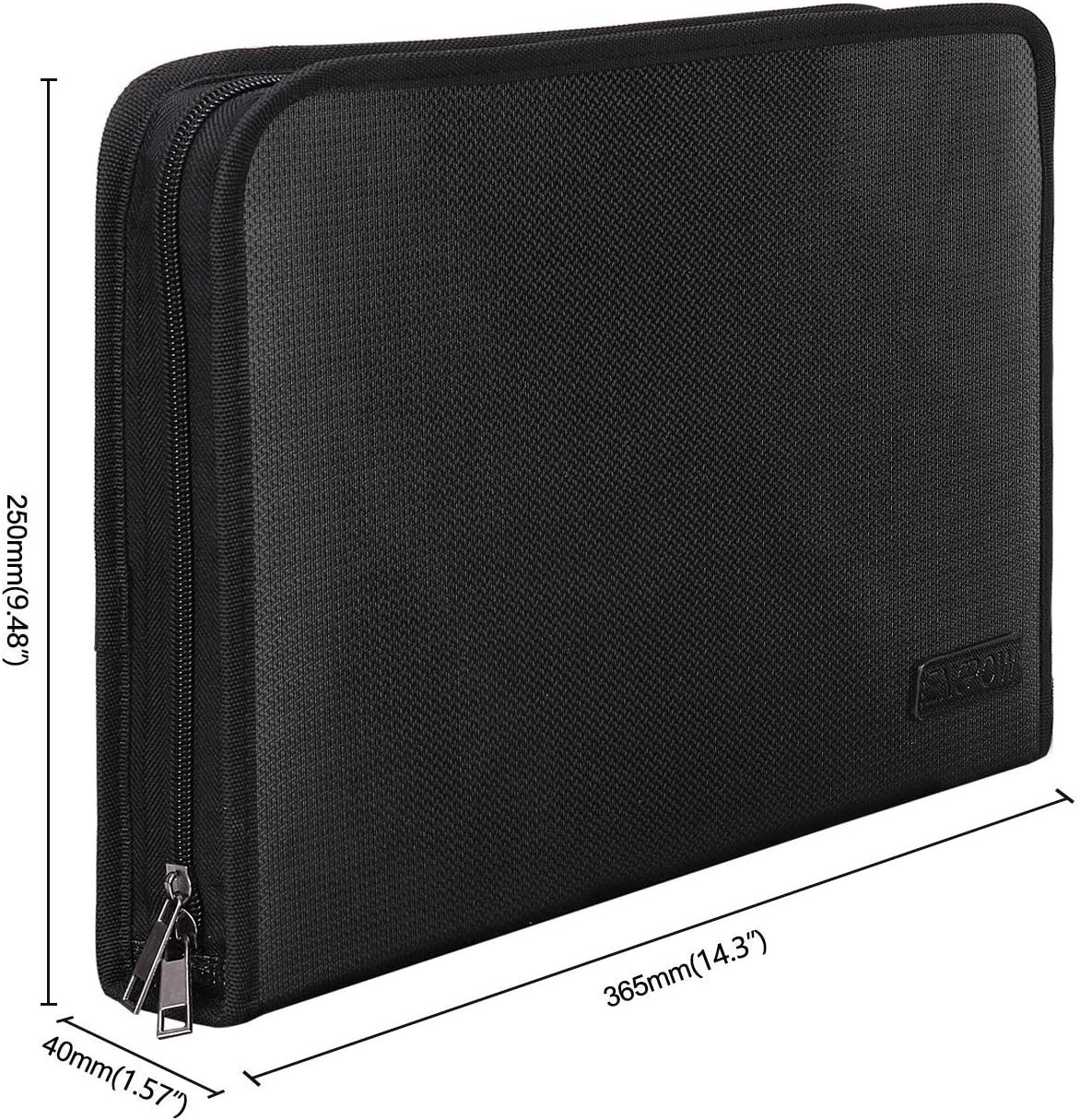 Expanding File Folder Important Document Organizer Fireproof & Waterproof Document Bag with A4 Size 3 Pockets Zipper Closure Non-Itchy Silicone Coated Portable Filing Wallet Pouch(14.3inx9.8inx1.6in)