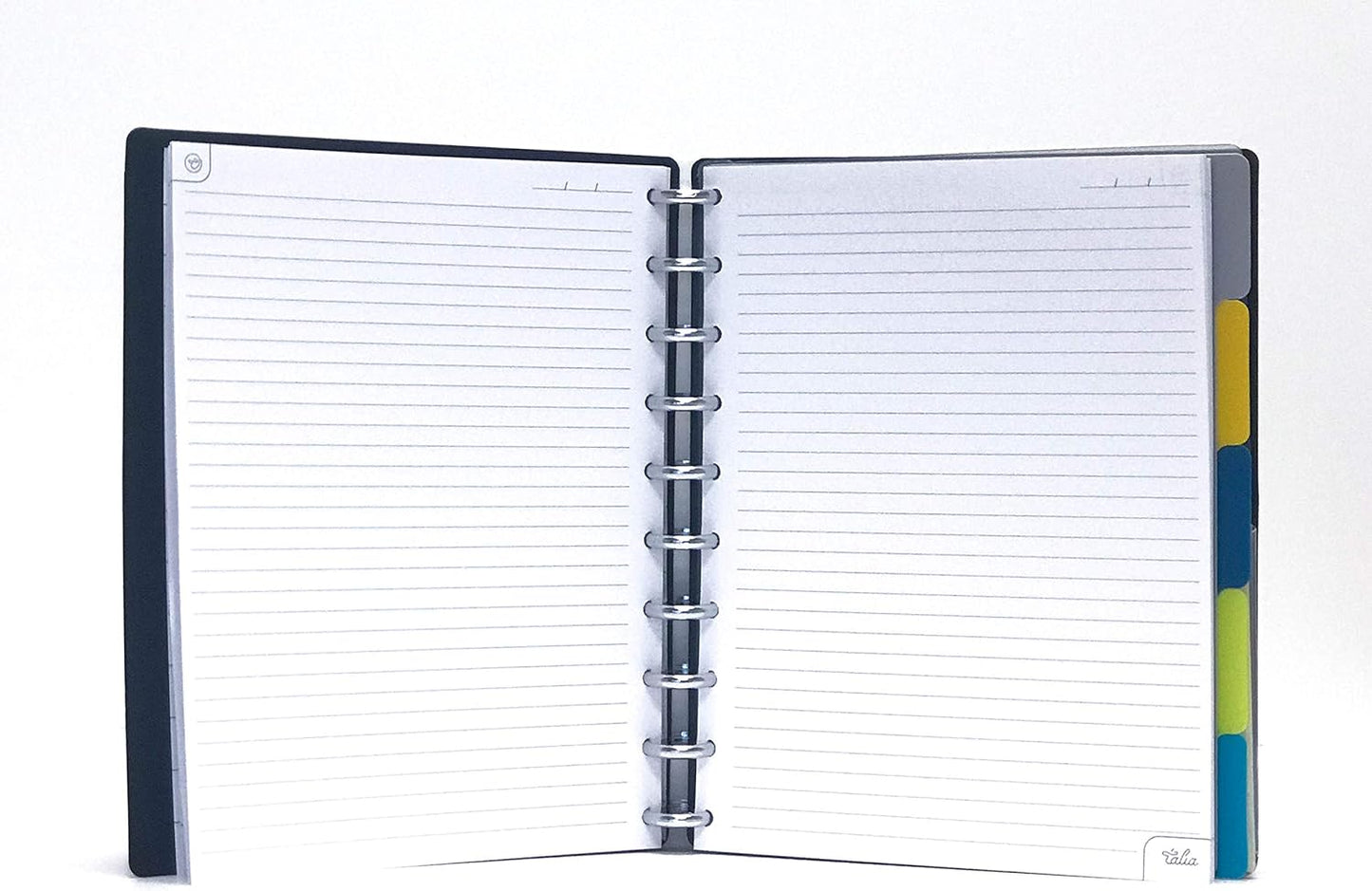 Talia Discbound Notebooks, Planner, Customizable, (yClear w/Silver Discs, Midsize (7.5in x 9.75in))