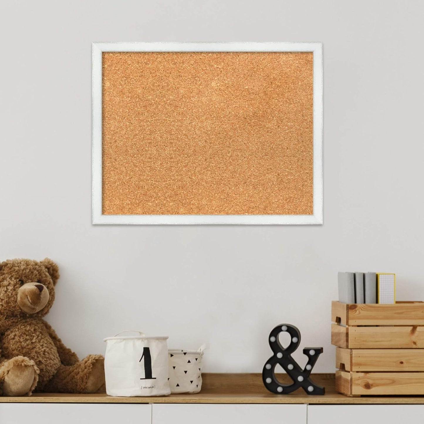 Amanti Art Natural Cork Board for Wall, 15x19 Vision Board with White Frame, Small Corkboard Office Decor for Home Organization, Country Rustic Corkboard Pinboard to Display Items for Home