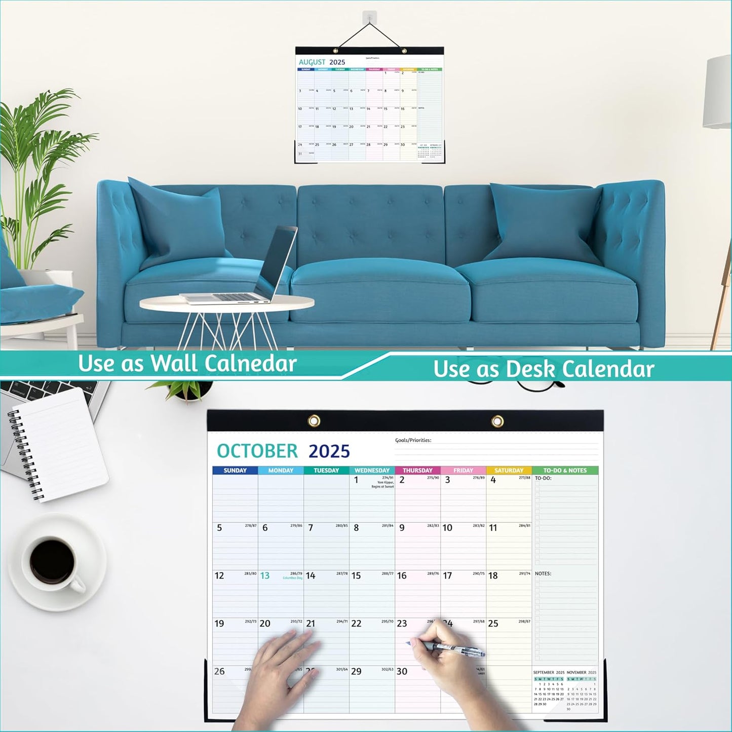 2025-2026 Desk Calendar ā Shipped Flat, Large Desk Calendar, 22'' x 17'', Jul 2025 ā Dec 2026, 18 Monthly Calendar, Best Desk/Wall Calendar with Desk Pad, To-do Lists, Ruled Blocks, Corner Protectors
