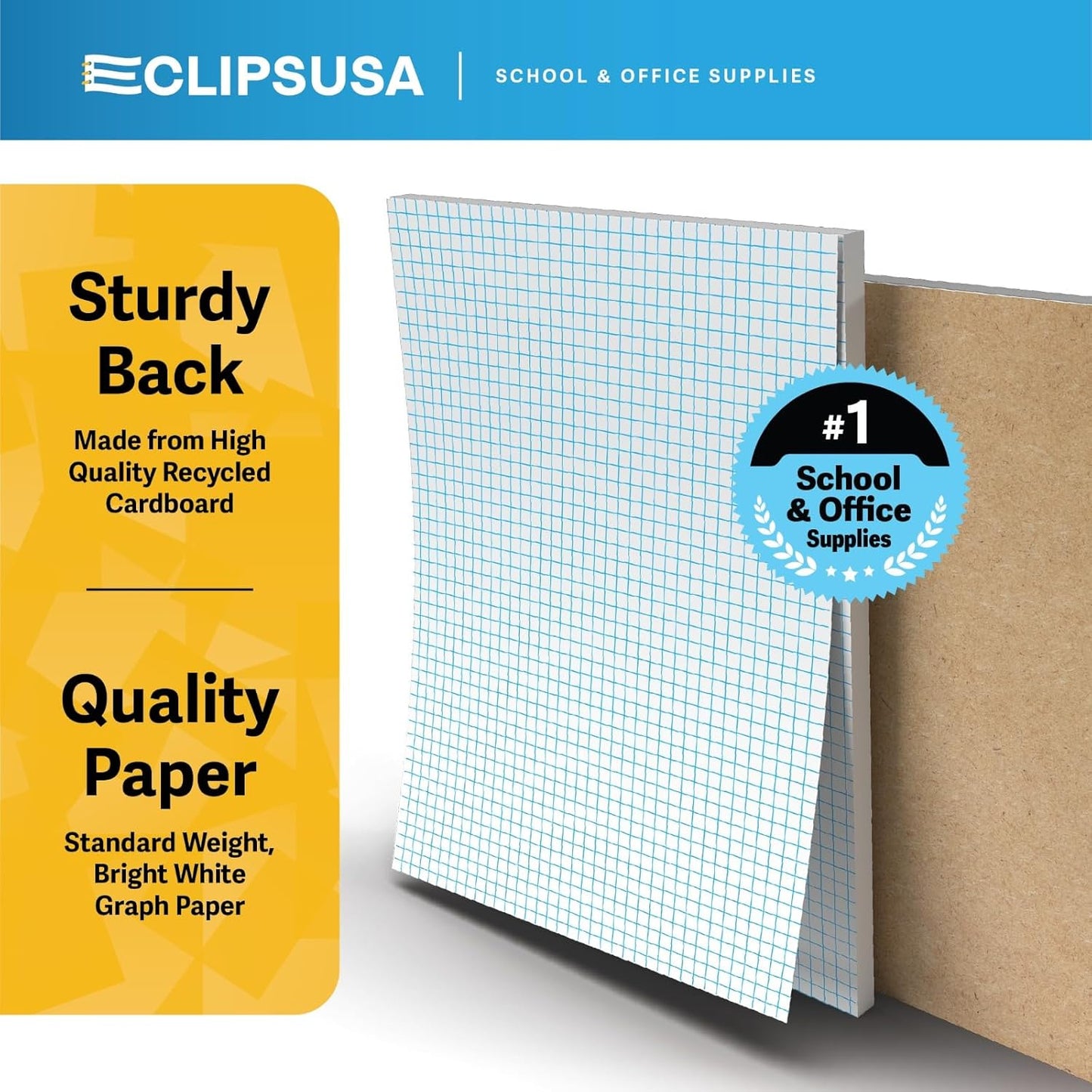 E-CLIPS USA Graph Paper Pad, Graph Paper Notebook, 4 x 4 An Inch Quad Ruled Graph Paper Pad, Graph Paper Pads 8.5 x 11, Drafting Paper, 50 Sheets Per Pad (6 Pack)