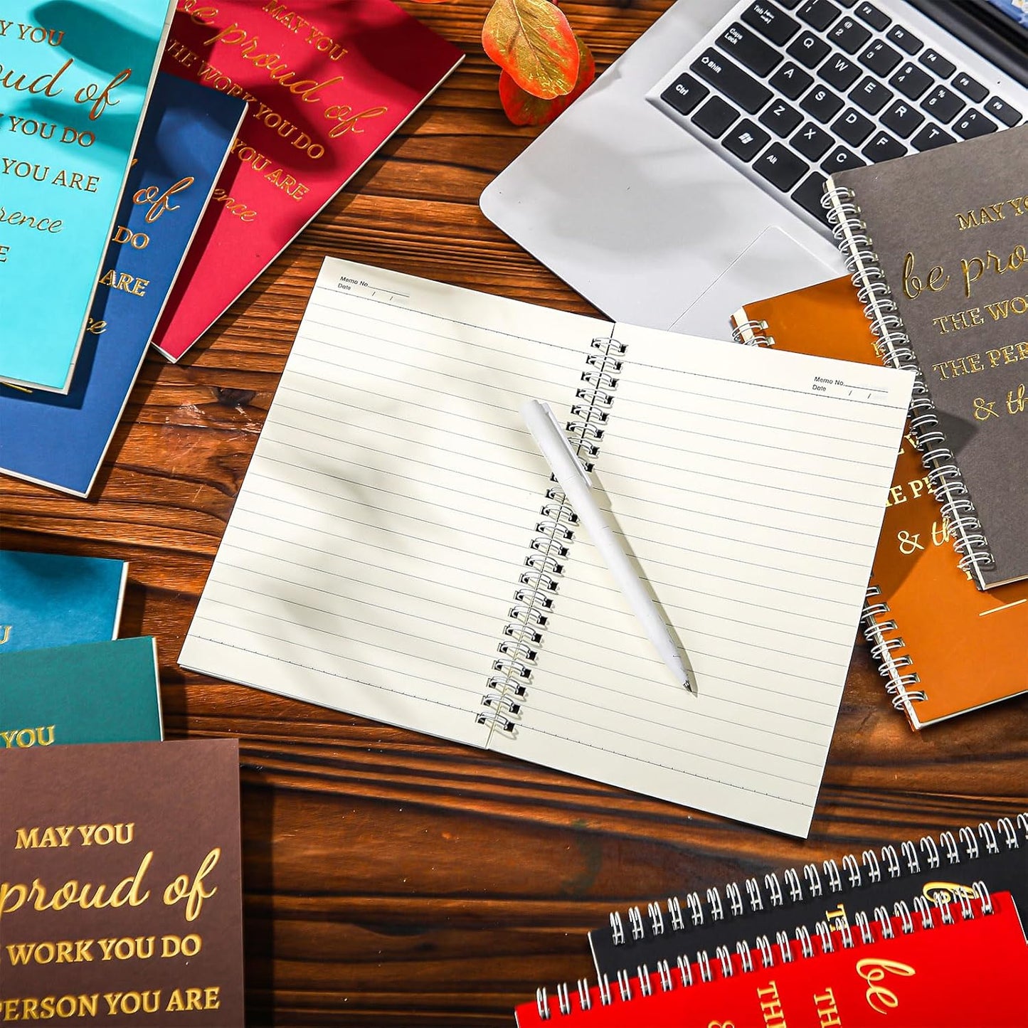 Colarr 12 Pcs A5 Inspirational Spiral Notebook Bulk Appreciation Gift 6x8 Inch Motivational Notepad 100 Page/50sheet Lined College Ruled Journal for Employee Coworker Teacher Nurse (Dark Colors)