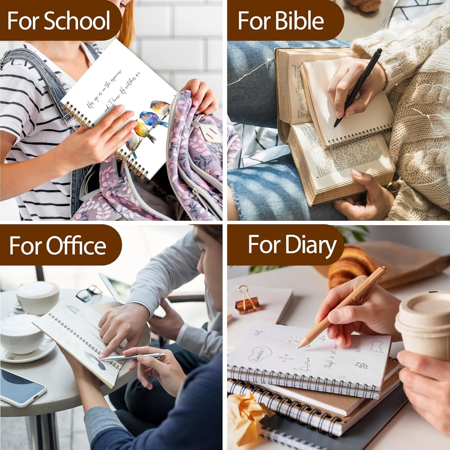 Christian Bird Sparrow Notebook Journal, Rustic Spring Bird Spiral Notebook, Sparrow Watching Notebooks Gifts for Birds Lovers Women Men, Birds Themed School Office Supplies, 6x8.2In