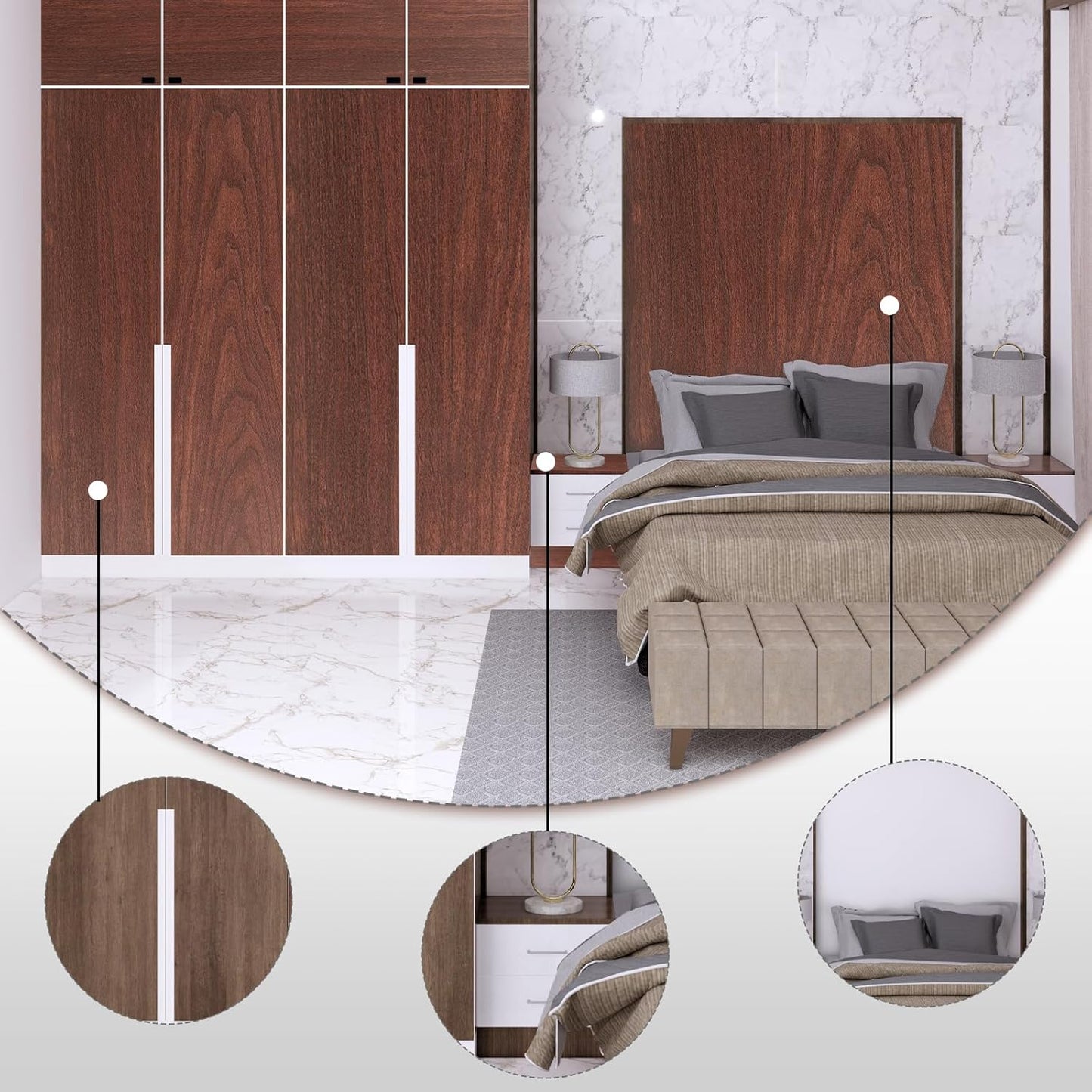 GSCIT Club Cherry Wallpaper, 15.7 inch X 15ft Self Adhesive Wood Grain Repair Tape Patch for Tables, Chairs, Baseboards, Doors, Windows, Floors, Handicraft DIY.