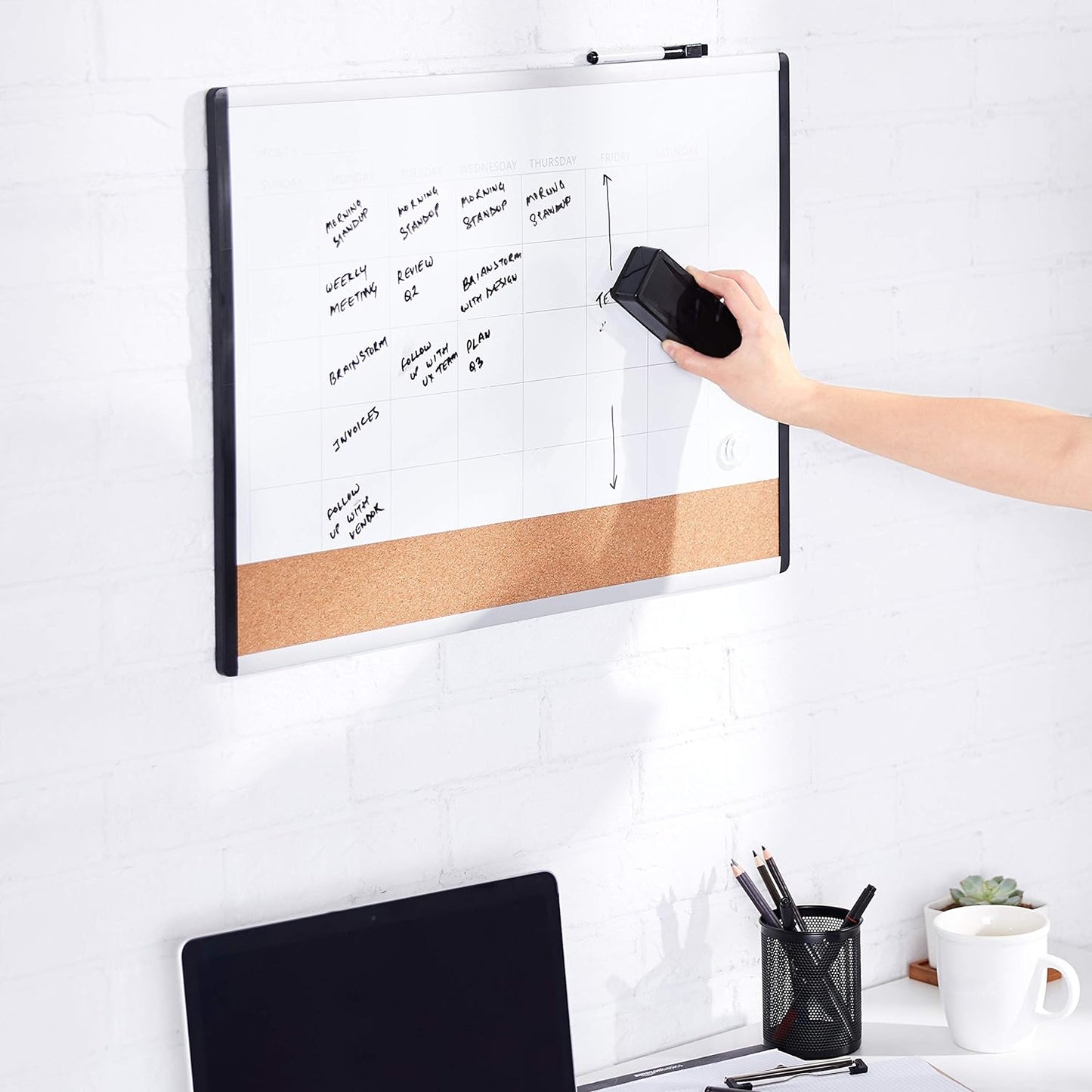 Amazon Basics Dry-Erase Whiteboard Eraser, for School, Office, Home, and Classroom, Black, 4-Pack,